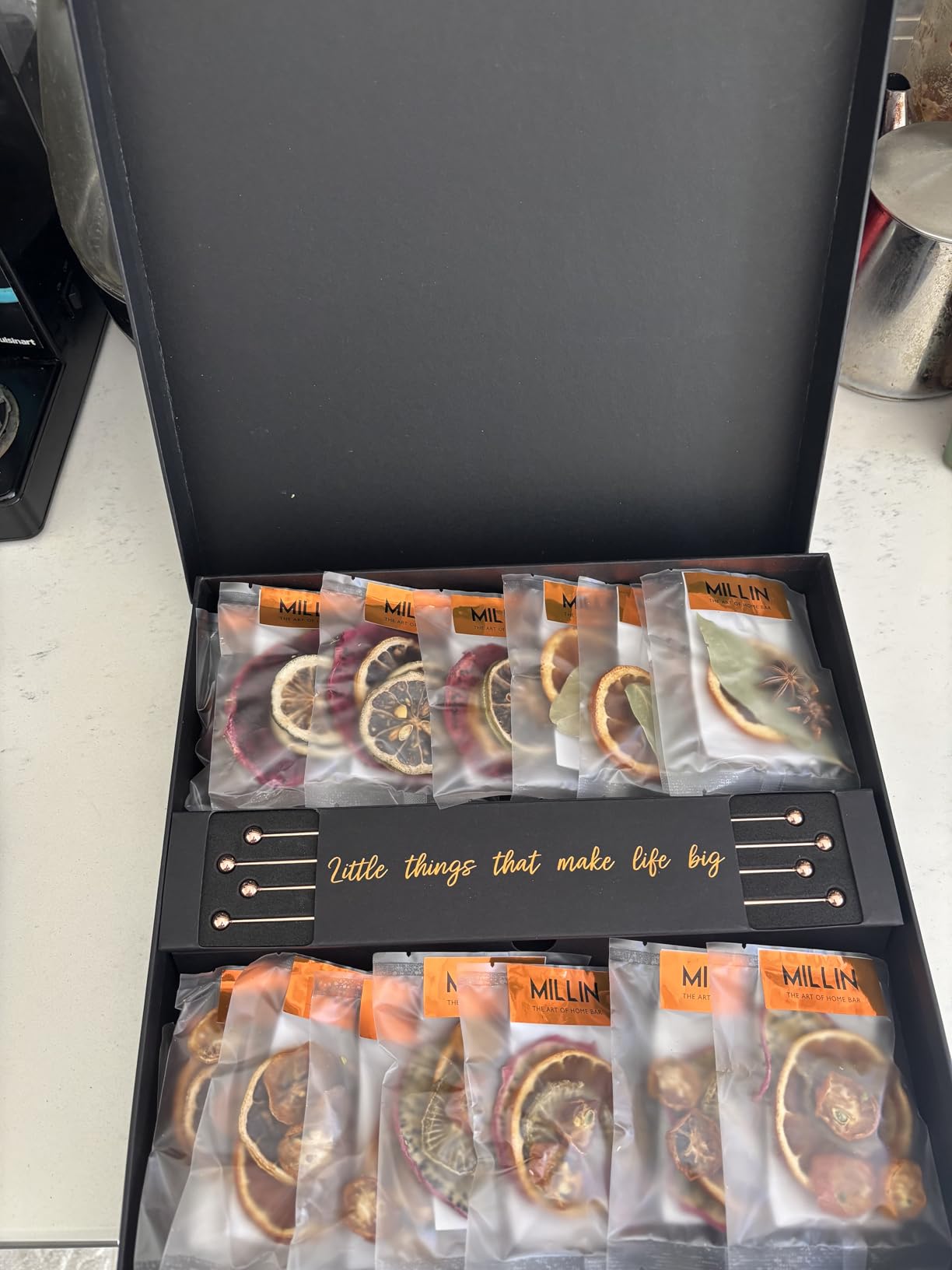 MILLIN GOURMET GARNISH GIFT SET with COCKTAIL PICKS I 100% Natural Dehydrated fruits I Professional Bartenders Men Women Corporate Liquor Holiday Unique Gift -Medium (35 slices + 8 picks) customer photo 1