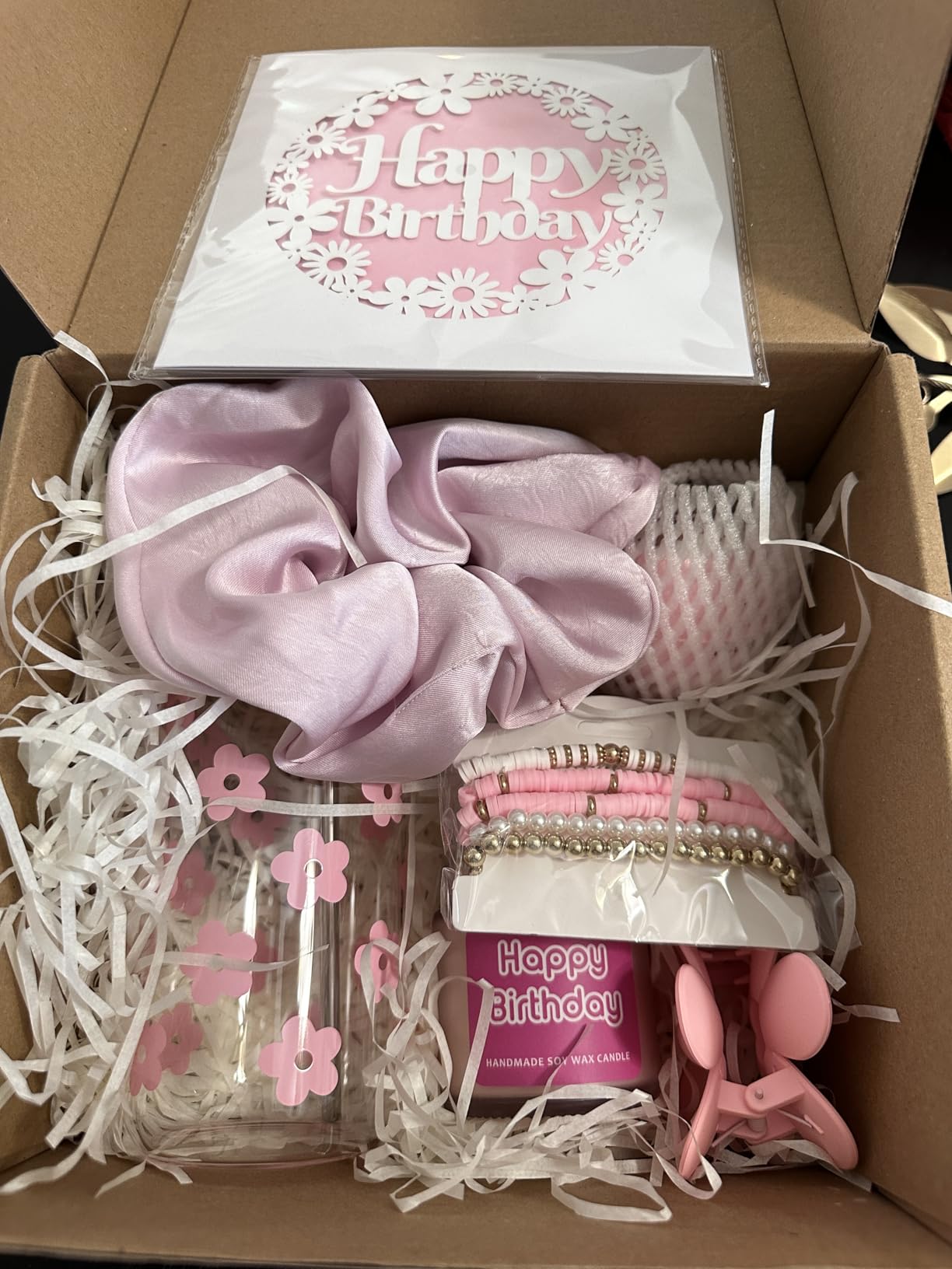 JTEWB Birthday Gifts For Women, Teen Girl, Her, Happy Birthday Gift Box For Girl, Women, Sister, Daughter, Friends, Cute Daisy Aesthetic Glass Cups Gift Set 7pcs customer photo 2
