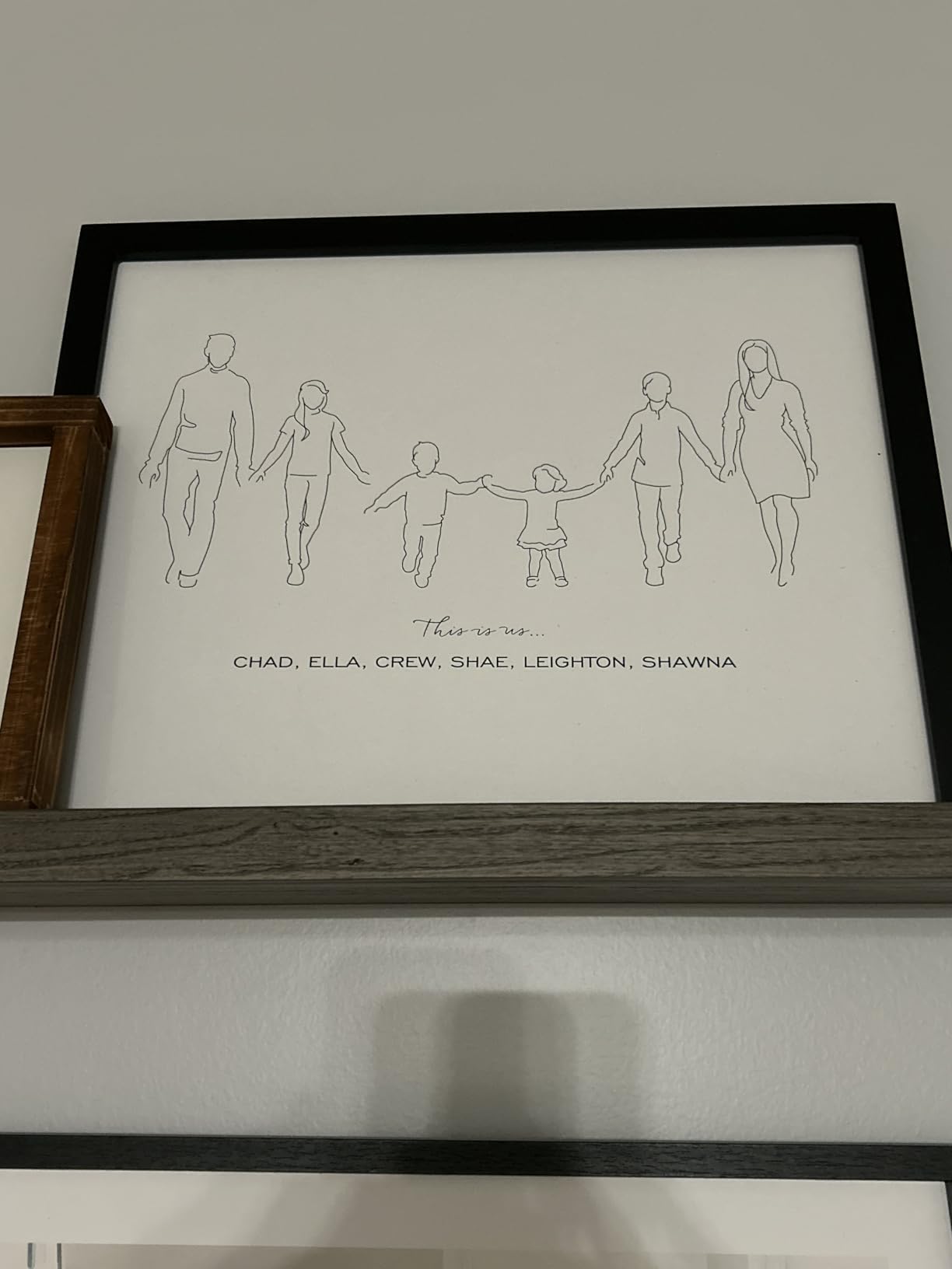 Let's Make Memories Personalized Family Wall Decor - For Her - For Mom - Line Art - Keepsake - Wall Art - 11”x14” Black Framed Print - 4 Family Members customer photo 1
