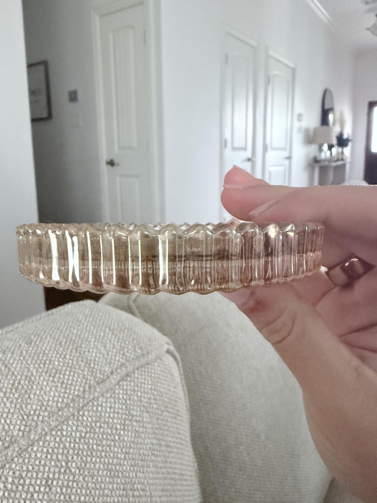 Modern Clear Coasters Set of 5- Glass Cute Coasters for Drinks, Amber customer photo 2