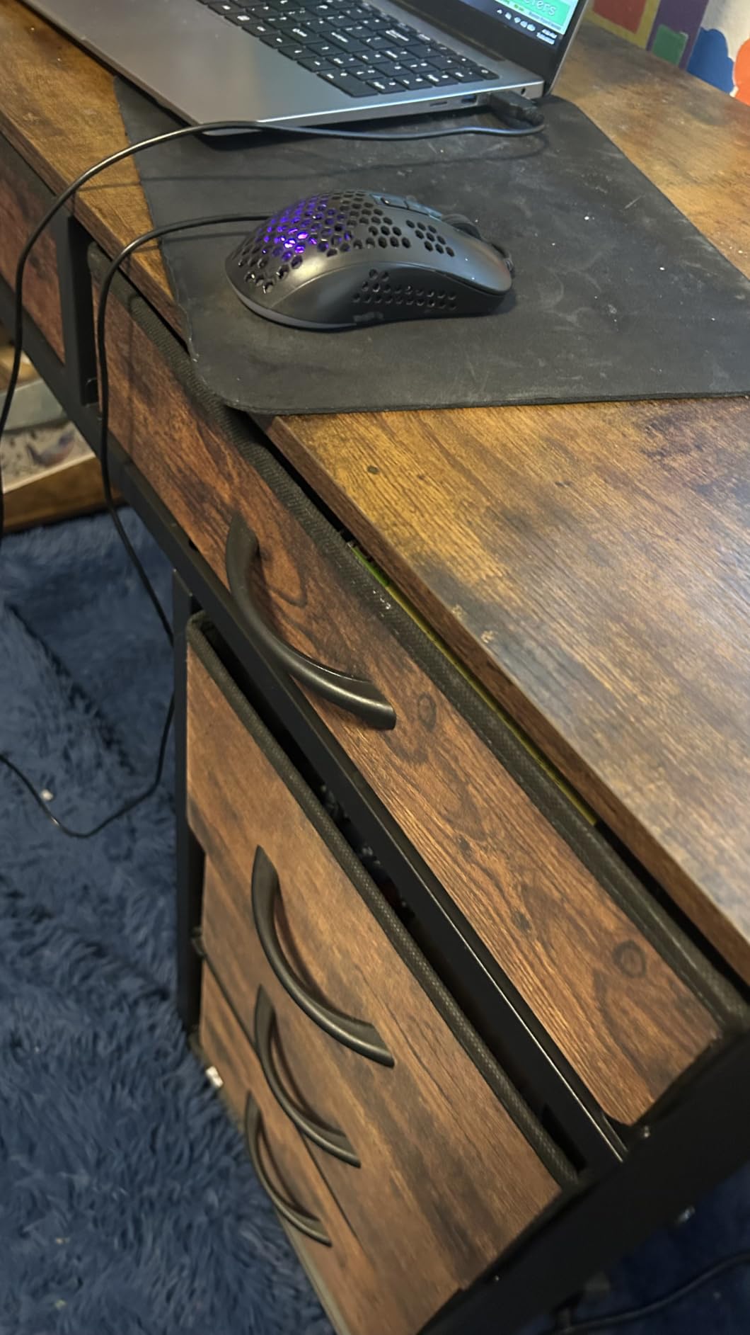 Huuger Computer Desk with 6 Drawers, Office Desk with Shelves, Reversible Gaming Desk, Corner Desk with Storage, Work for Home Office, Study, Living Room, 47inch, Rustic Brown customer photo 1
