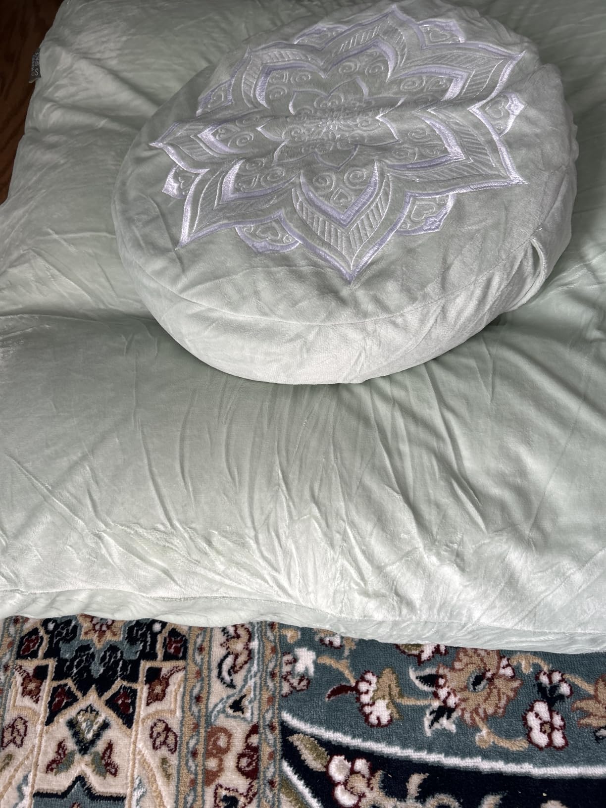 Meditation Cushion Set Zafu & Zabuton - Buckwheat Hull & Memory Foam, Adjustable Floor Pillow for Yoga, Meditation & Sitting, Removable Velvet Cover (Purple) customer photo 2