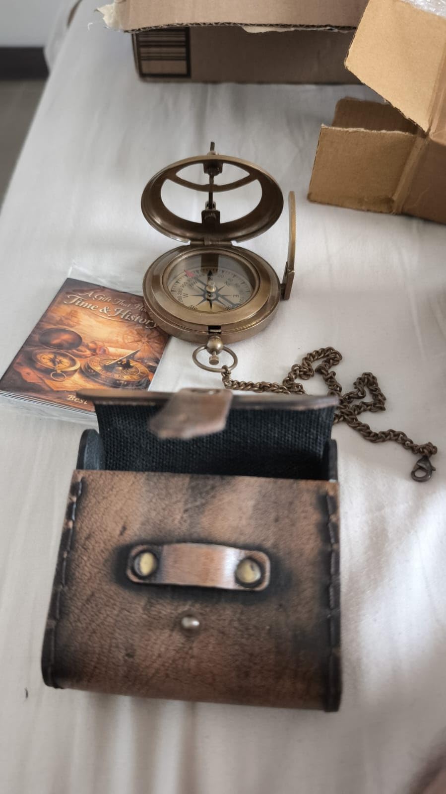 Behind You Engraved Brass Compass Gift for Men - Handcrafted Vintage Brass Sundial Compass - Antique Nautical Sun Clock with Leather Case - Best Graduation Gift - Best College Graduation Gift customer photo 2