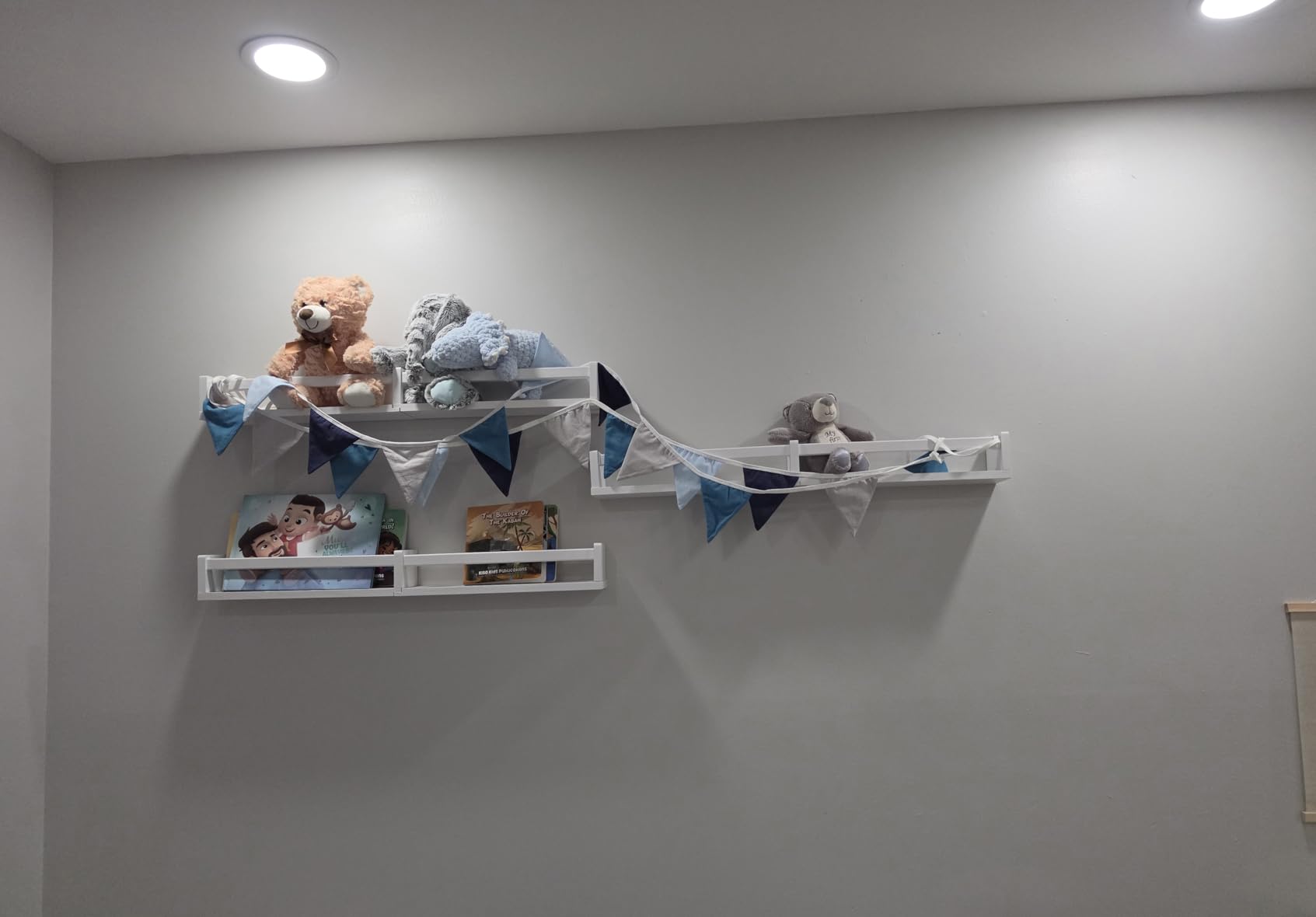 Harwaya Floating Nursery Book Shelves for Wall, Natural Wood Wall Bookshelf for Kids Room Bedroom, Small Wooden Hanging Baby Book Shelf and Toy Organizer for Nursery Girl Boy Toddler Child - Set of 3 customer photo 2