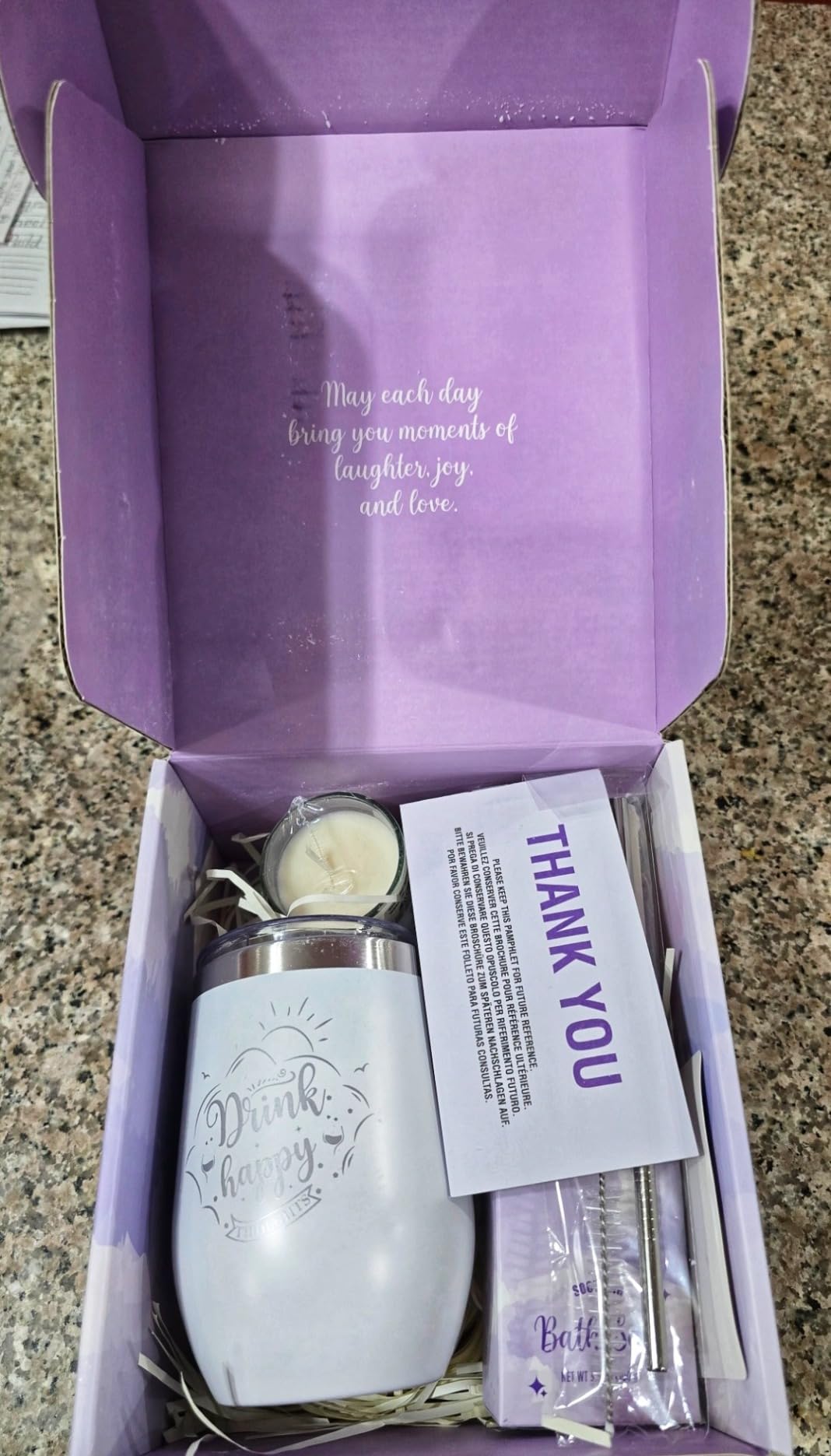 BODY & EARTH Self Care Gifts for Women Get Well Soon Gifts, Purple Birthday Gift Baskets, 8pcs Lavender Bath and Body Sets with 20oz Vacuum Insulated Tumbler Mother's Day Gifts for Mom customer photo 2