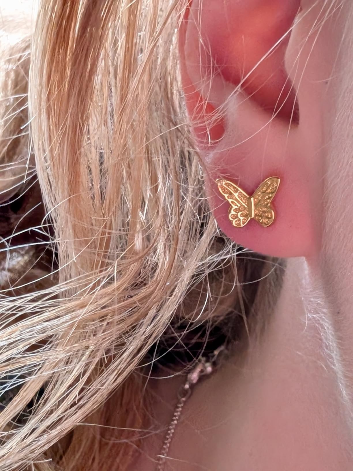 ToHeart 14K Butterfly Earrings for Womens Lightweight Minimalist customer photo 1