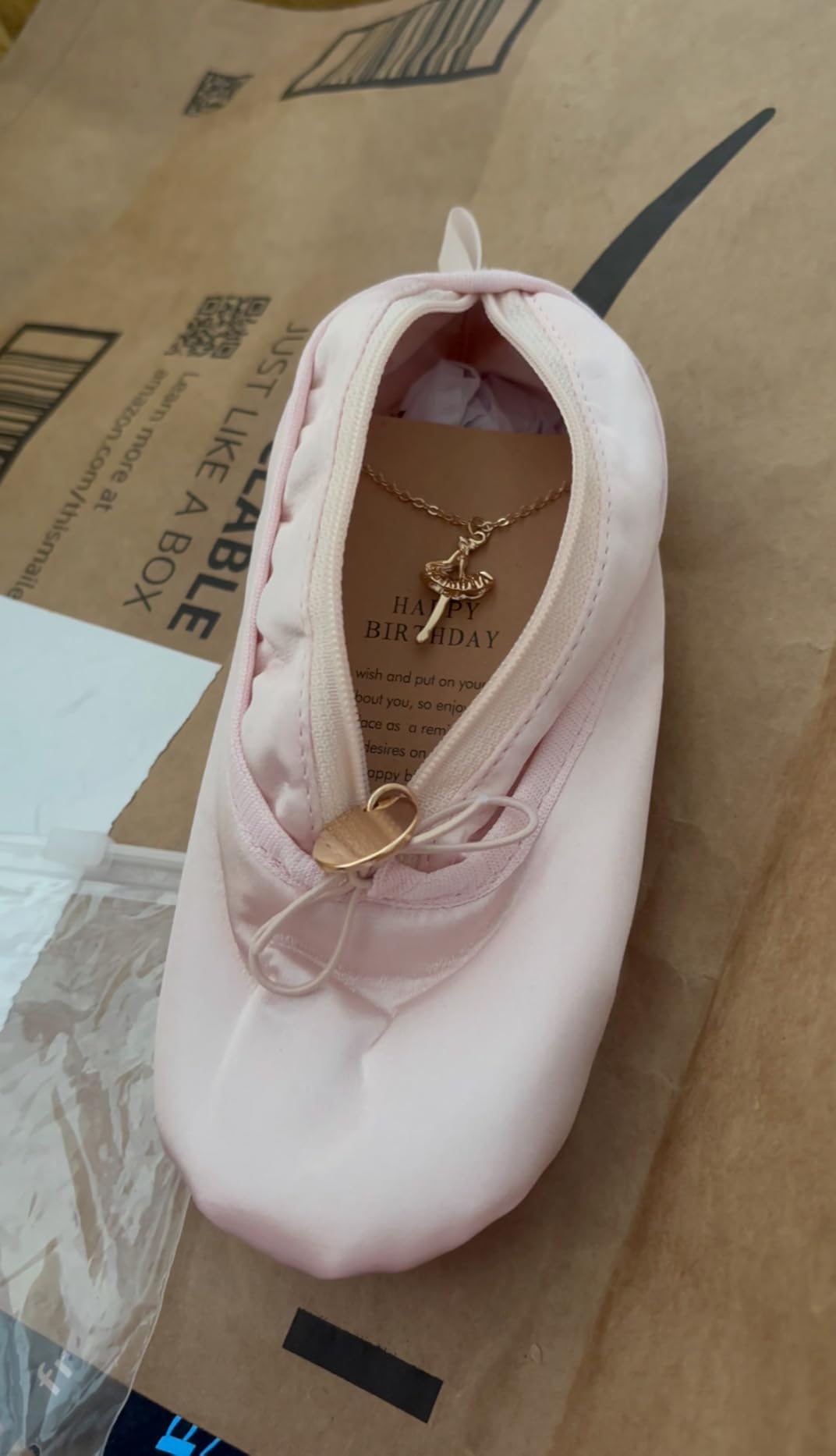Pink Ballet Shoe Makeup Bag, Dance Recital Gifts for Girls | Small Satin Cute Cosmetic Bag, Ballet Pencil Case Pouch, Bow Mini Dance Bag for Girls, Dancer & Ballerina Performance gifts customer photo 1