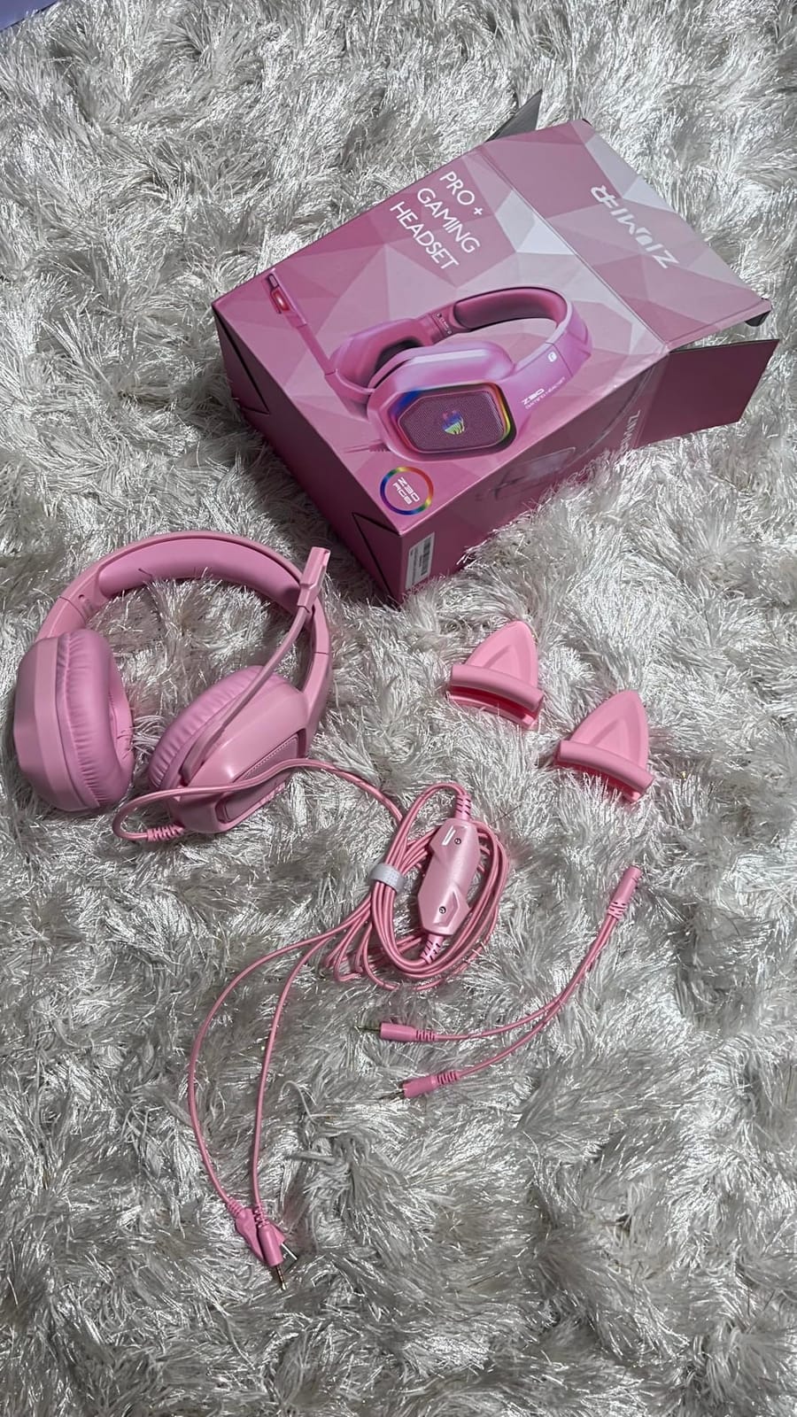 ZIUMIER Pink Wired Gaming Headset with Detachable Cat Ears customer photo 2