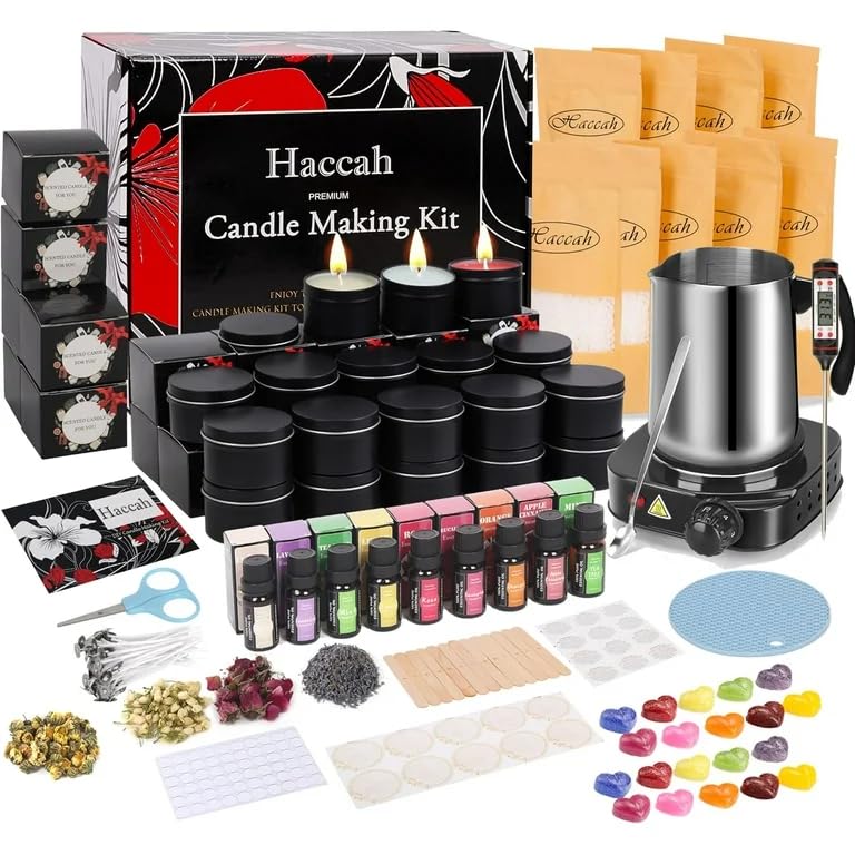 Complete Candle Making Kit With Wax Melter, Candle Making Supplies, DIY Arts&Crafts Kits Gift For Adults,Beginners,Including Bees Wax,500w Electric Stove,Wicks,Rich Scents,Wick Clips,Pouring Pot Etc. customer photo 1