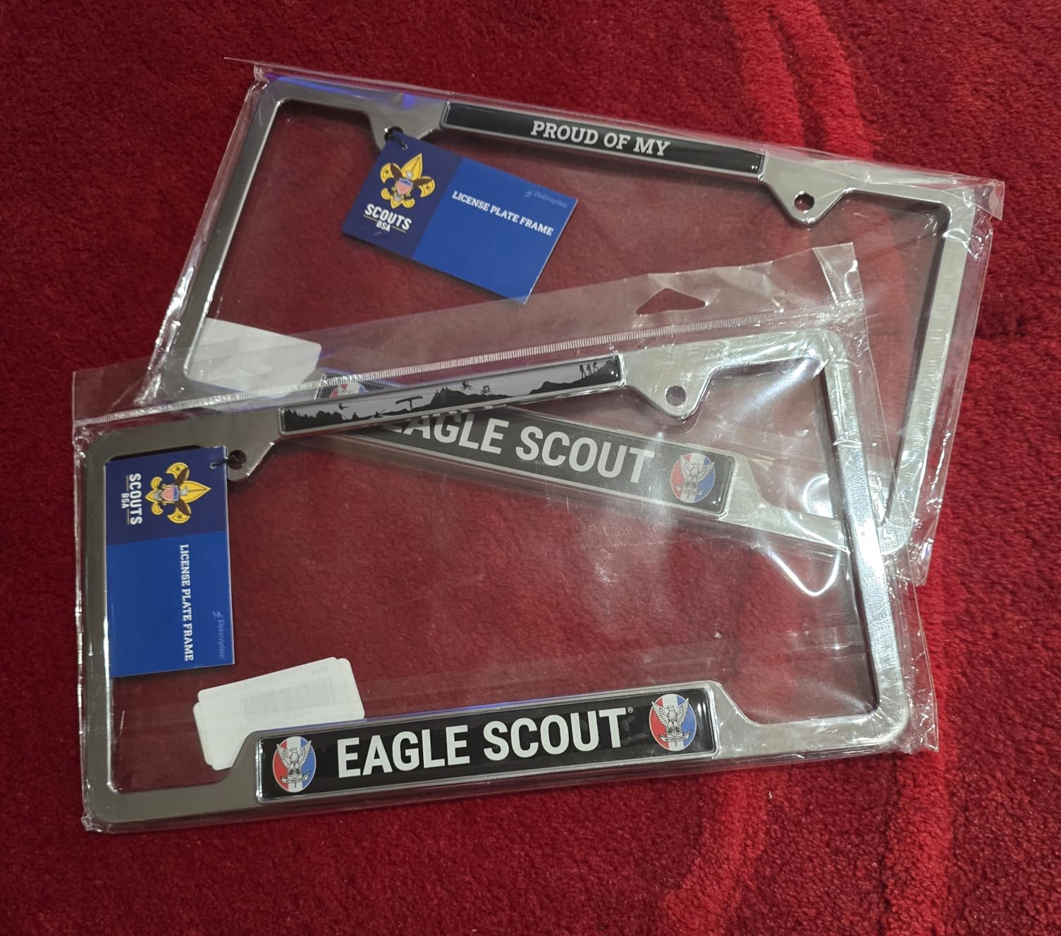Elektroplate Eagle Scout License Plate Frame Chrome Full Frame | Officially Licensed Scouting America Vibrant Domed Graphics, Weatherproof Chrome-Plated Metal, Standard 12