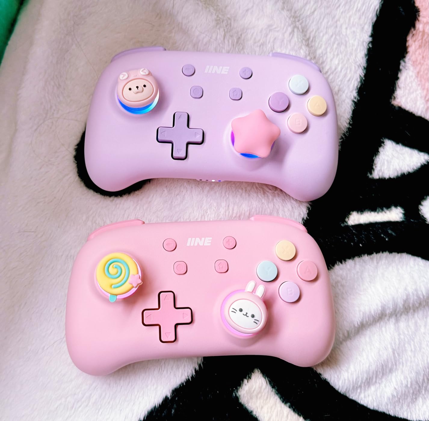 IINE Wireless Controller for Switch/PC/Android/IOS, Cute Gamepad with RGB Lights, Mini Pro Controller with Turbo/Macro/NFC Amiibo/Motion Sensor/Wake-Up/Rumble (Purple) customer photo 2