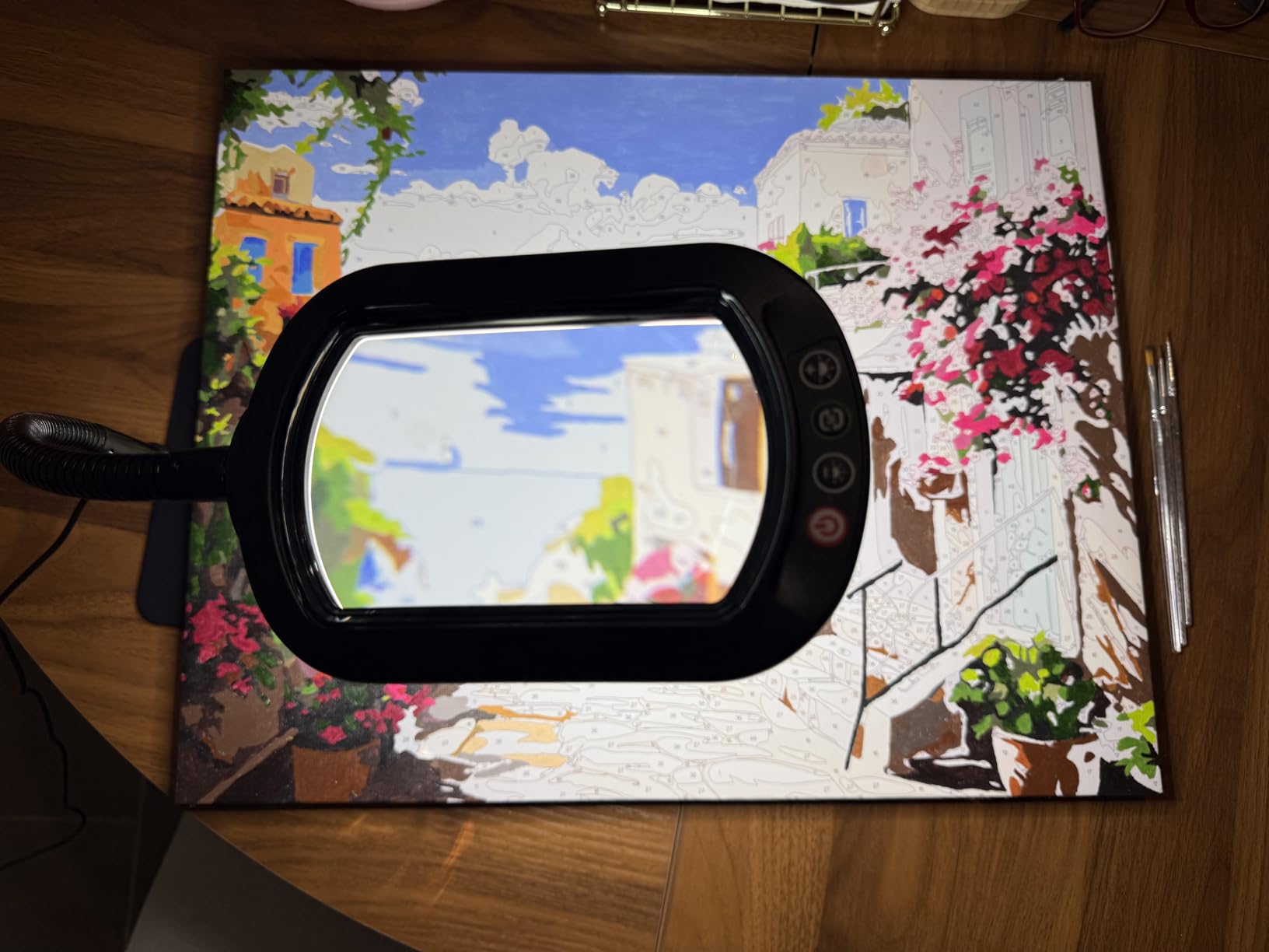 Veemagni 12X Rectangle Magnifying Glass with Light and Stand, Flexible Gooseneck LED Lighted Desk Lamp, 5 Color Modes Stepless Dimmable, Hands Free Magnifier for Reading Crafts Painting Close Work customer photo 1
