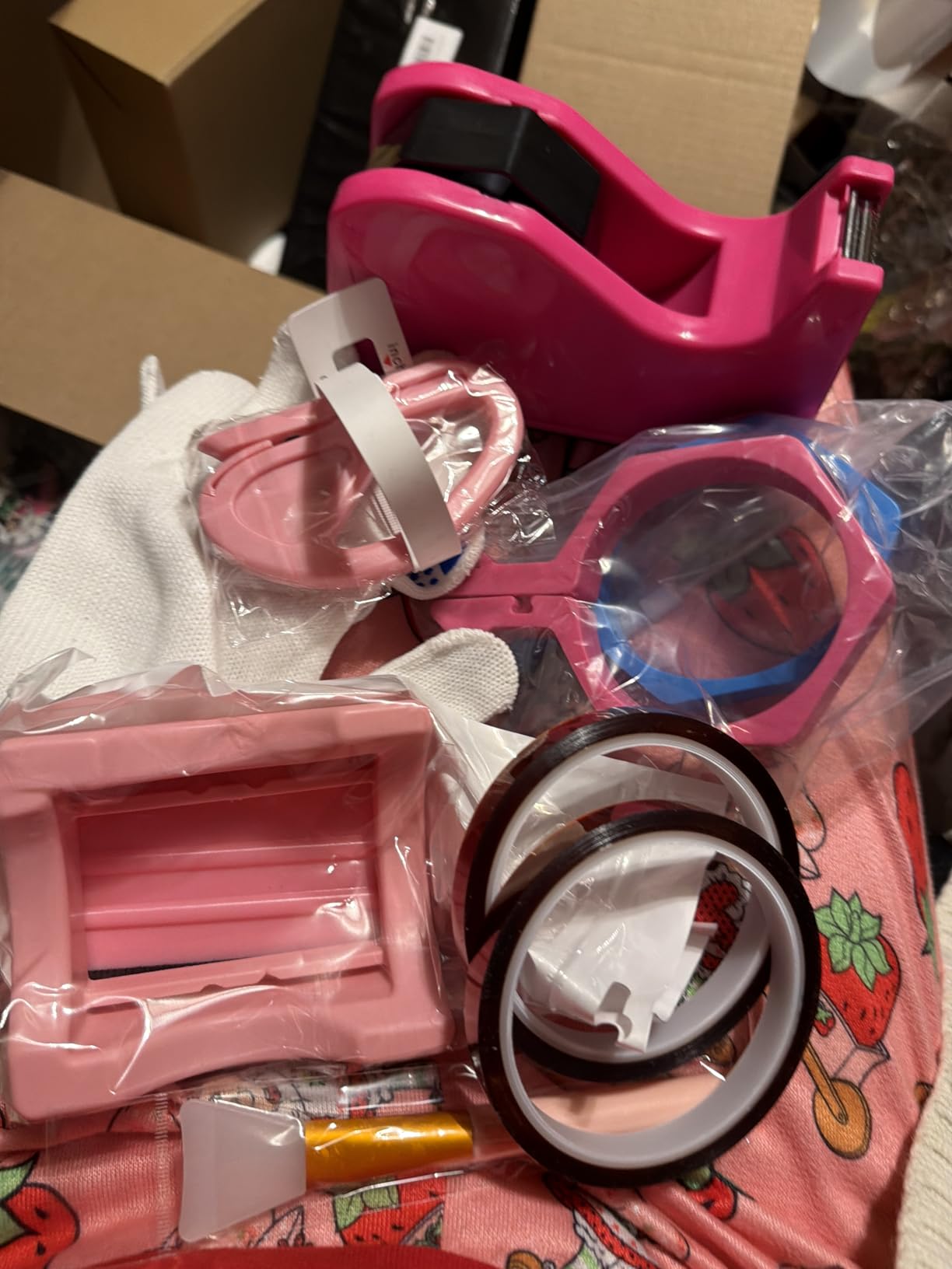 Sublimation Blanks Tumbler Clamp Tool Pink Kits for 20 Oz Sublimation Blanks, Heat Resistant Gloves, Heat Tape Sublimation, Heat Tape Dispenser Sublimation Kit, Tumbler Clamp Clamp Blue&Pink. customer photo 1
