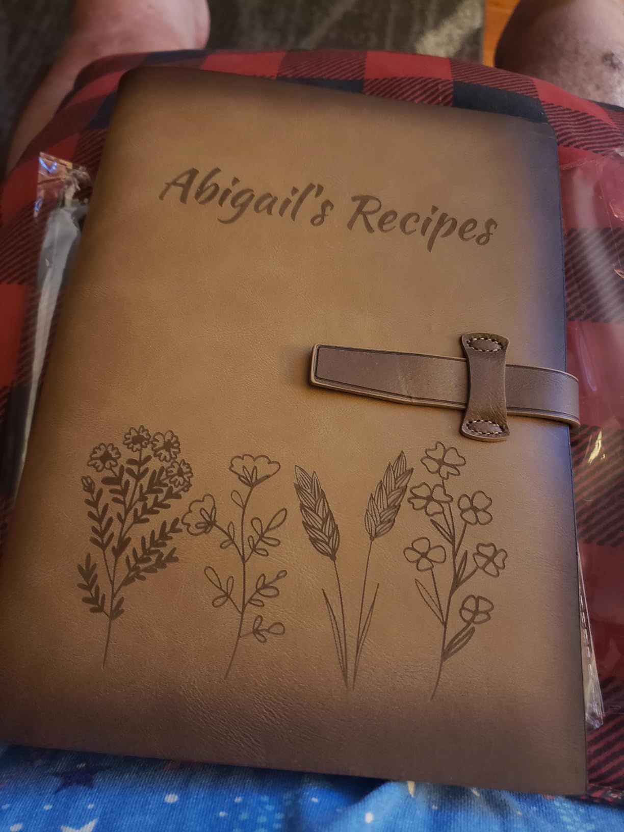 Recipe Book to Write in Your Own Recipes Personalized Gift | Genuine leather custom blank recipe book with 25 designs & 6 colors. Gift for Mom, Dad & cooking enthusiasts. customer photo 2