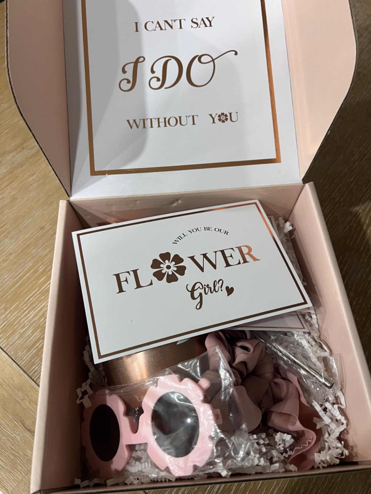 Flower Girl Proposal Box Gift Will You Be My Flower Girl Gift from Bride | 9 PCS Gift Set Basket Flower Girl Proposal Gift Will You Be Our Flower Girl Cup Sunglasses Bracelet Card Hair Clip Tumbler customer photo 2