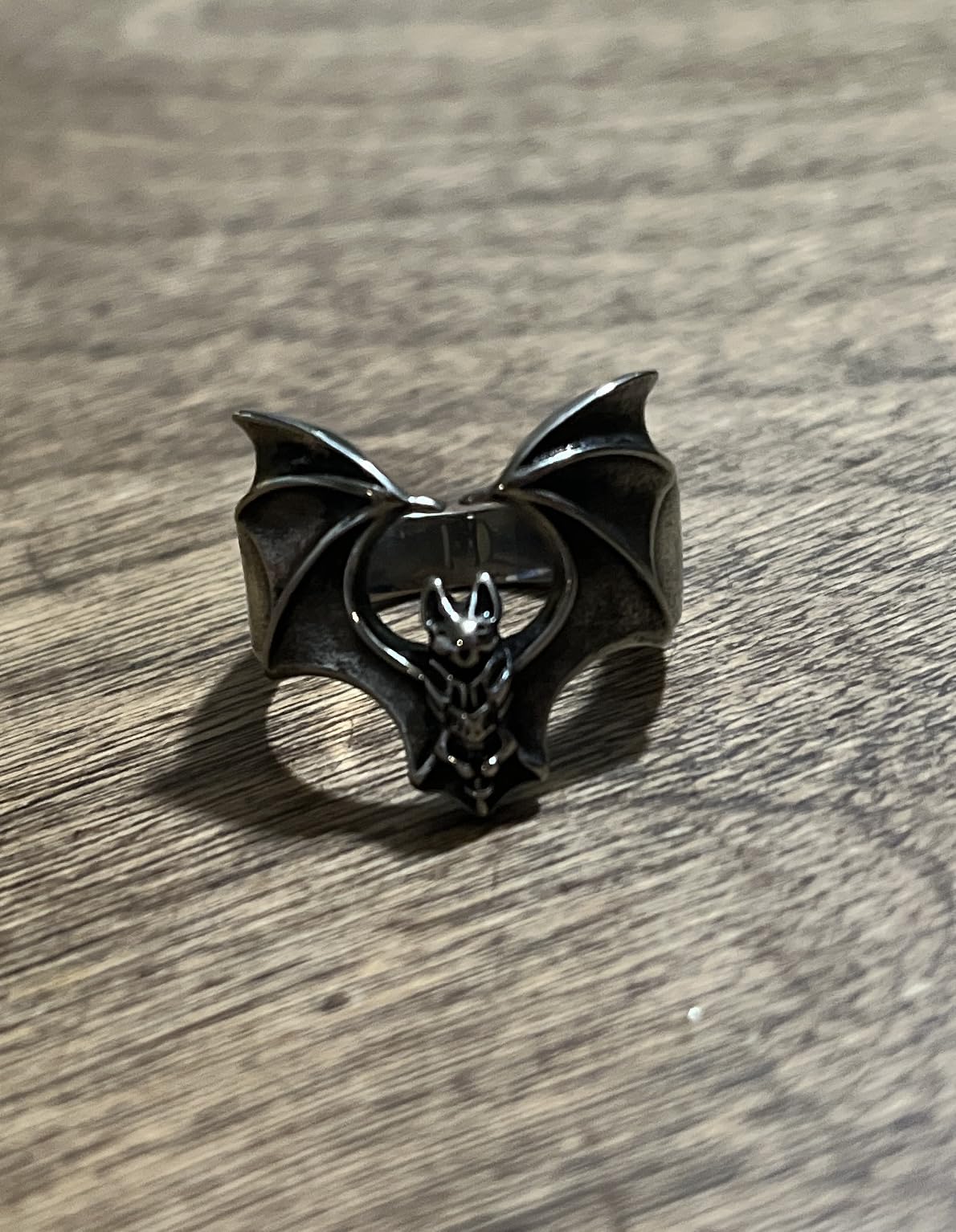 Vintage Open Bat Wing Ring for Men Women, Stainless Steel Gothic Statement Ring, Punk Rock Biker Jewelry, Size 7-12 customer photo 1