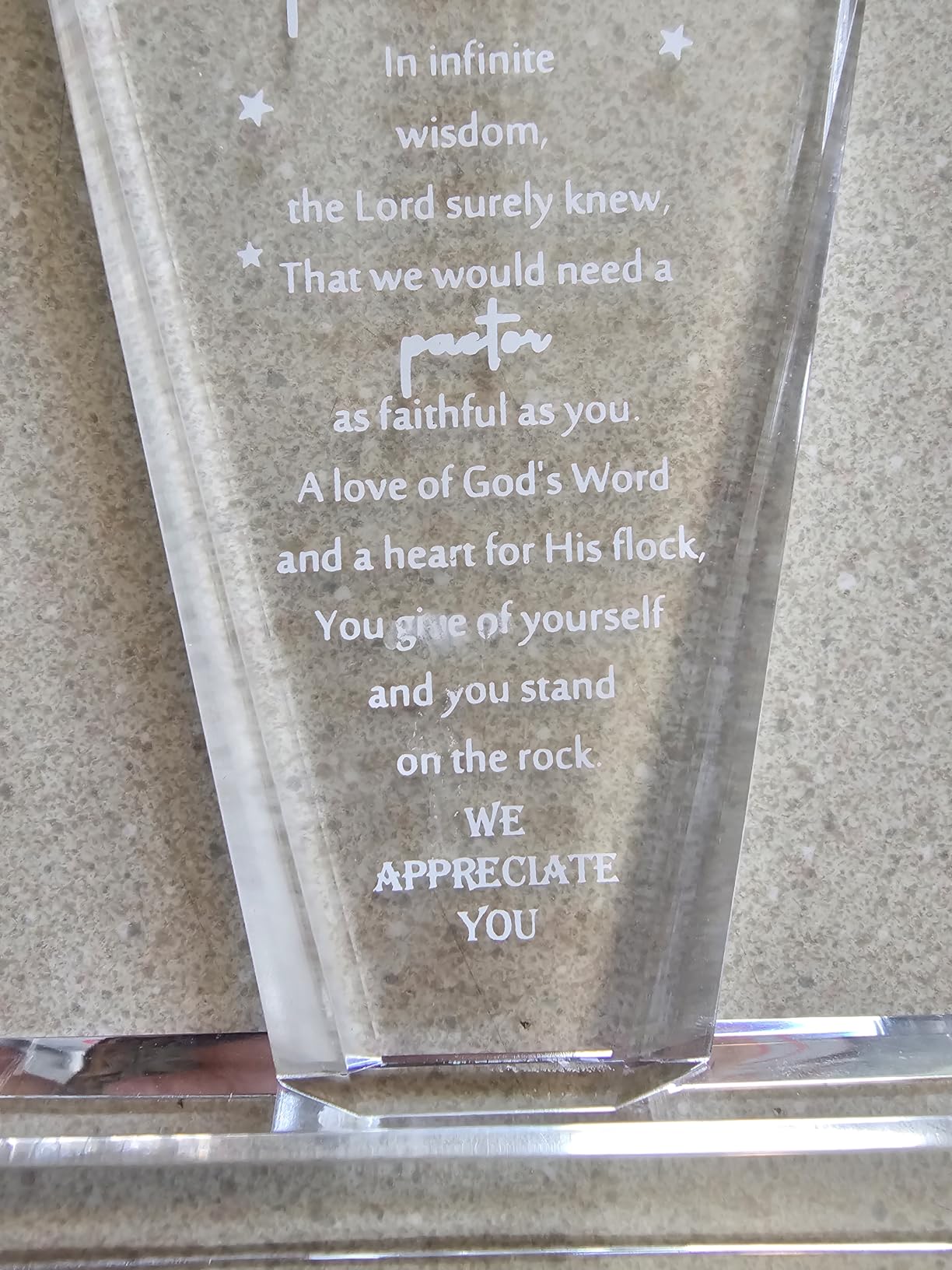 Kosiz 1 Pcs Pastor Appreciation Gifts Acrylic Cross Plaque, Classic Pastor | Religious Christian Gift for Men, Pastor Appreciation Retirement Anniversary Thank You Decor, Christian Gratitude Keepsake customer photo 1