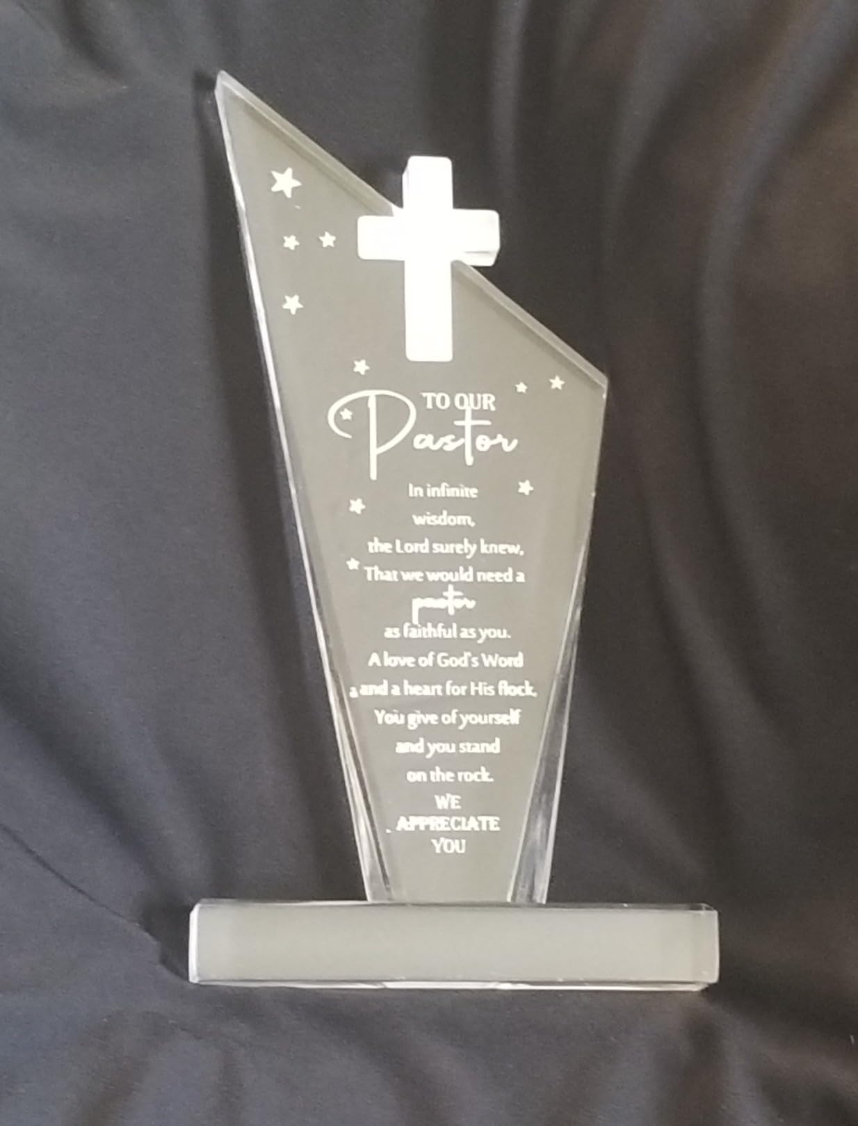 Kosiz 1 Pcs Pastor Appreciation Gifts Acrylic Cross Plaque, Classic Pastor | Religious Christian Gift for Men, Pastor Appreciation Retirement Anniversary Thank You Decor, Christian Gratitude Keepsake customer photo 2