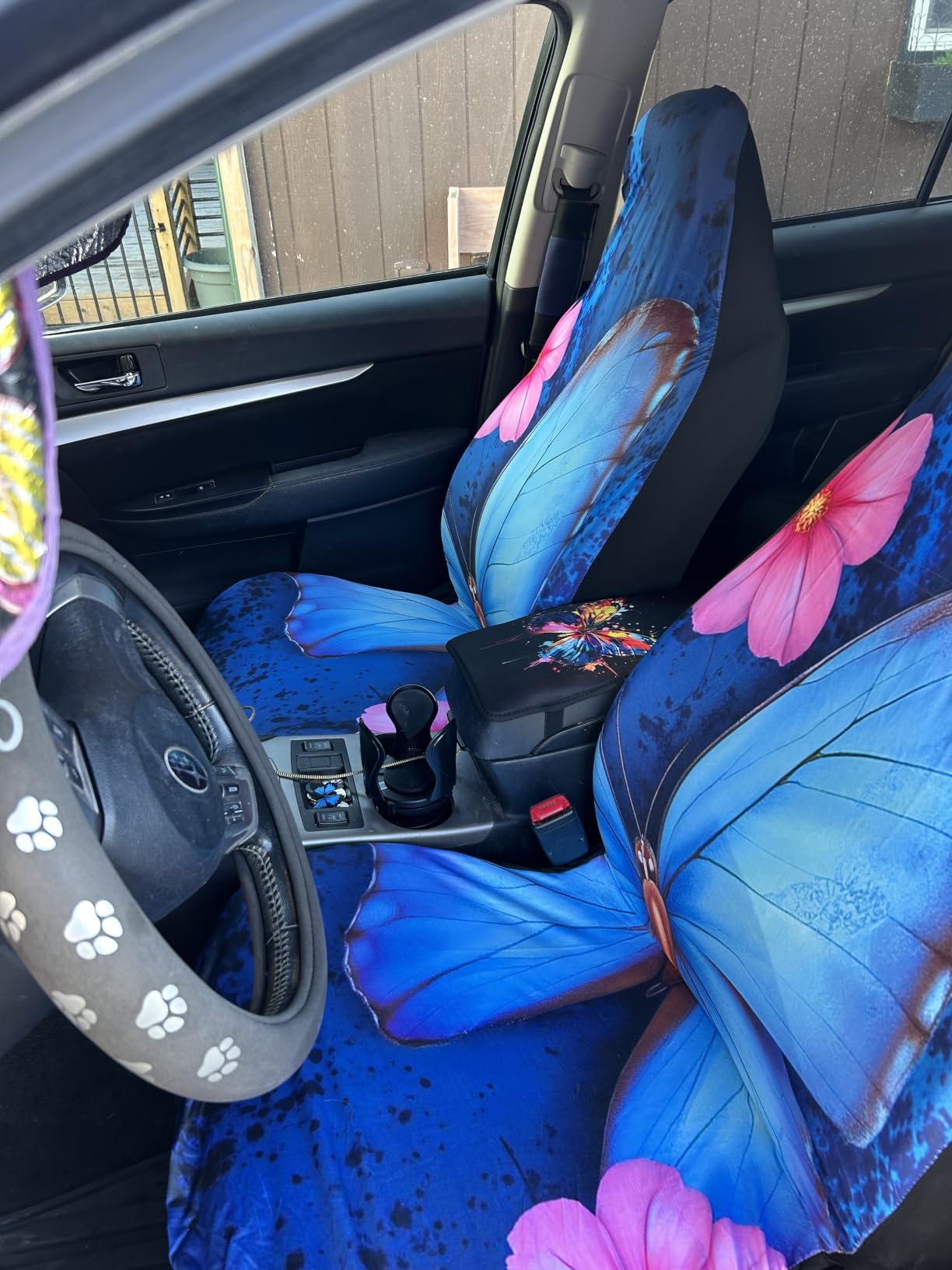 Pehede Car Seat Cover Exotic Tropical Pink Flamingo Front for Cars, Easy to Install Cover Set, Accessories Auto Trucks Van SUV,2 Packs customer photo 2