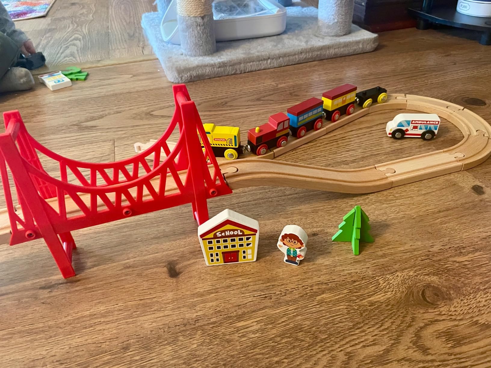 60PCS Wooden Train Set - Toy Magnetic Trains with Wooden Track Set for Kids Ages 3-8, Construction Crane Railway Set, Perfect Easter Birthday Gift for Grandkids Toddlers Boys Girls customer photo 1