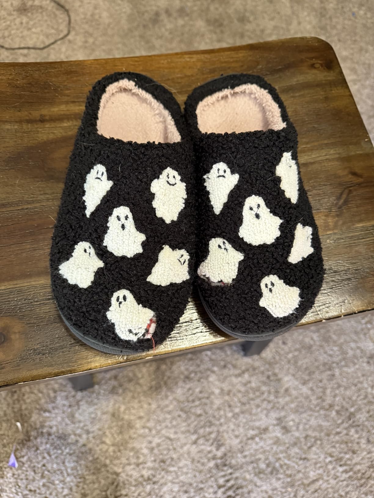 Unisex Halloween Slippers Spooky Ghost Slippers Cute Cozy Warm Plush Slip-On House Indoor and Outdoor Shoes customer photo 1
