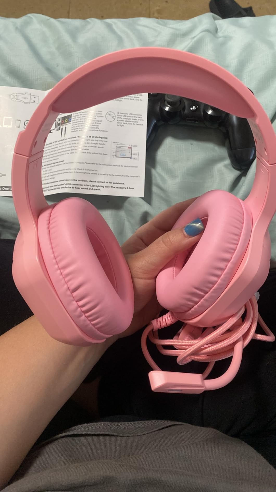 IMYB A36 Pink Gaming Headset with Mic Stereo Headphones for Pc, PS5, Xbox customer photo 2