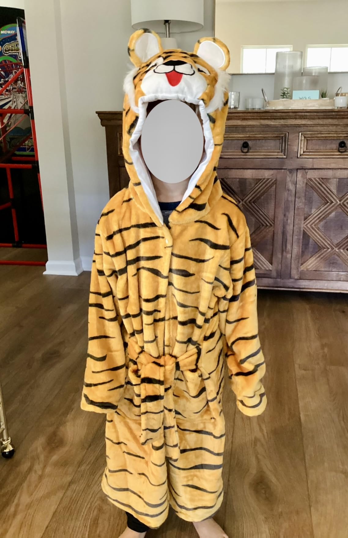 MICHLEY Unisex Boys Girls Hooded Bathrobe Soft Fuzzy Toddler Cartoon Robe Animal Plush Sleepwear for Kids 3-13 Years customer photo 1