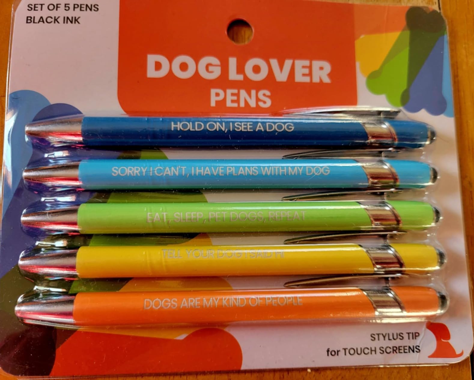 Funny Dog Lover Gift Pen Set, 5 Black Ink Ballpoint Pens, Stylus Tip | Smooth Writing, Metal Barrel, Doggy-Themed Quotes, Gift for Friends, Vet Tech, Pet Owner, Coworker, Birthdays customer photo 2