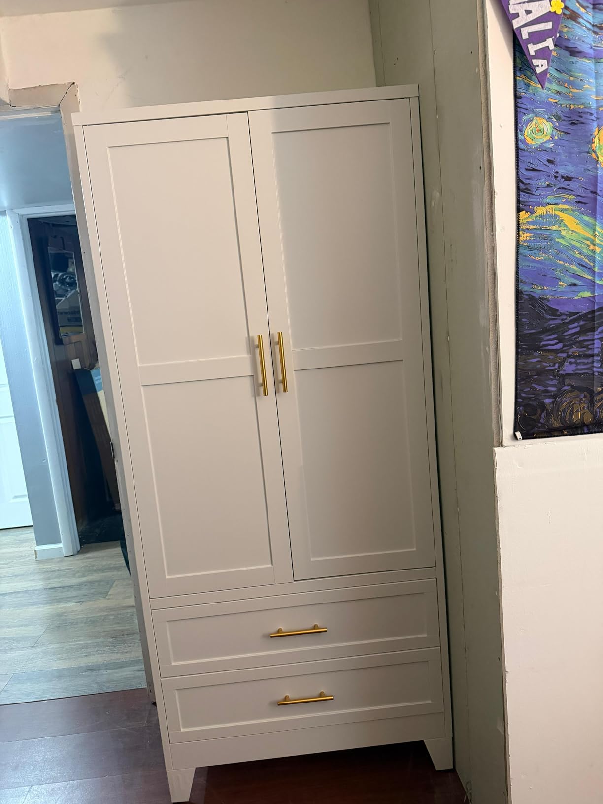 GAIOUS Metal Wardrobe Cabinet with Hanging Rod, Clothing Storage Cabinets customer photo 1