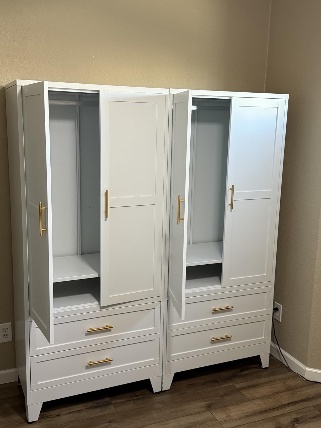 GAIOUS Metal Wardrobe Cabinet with Hanging Rod, Clothing Storage Cabinets customer photo 2