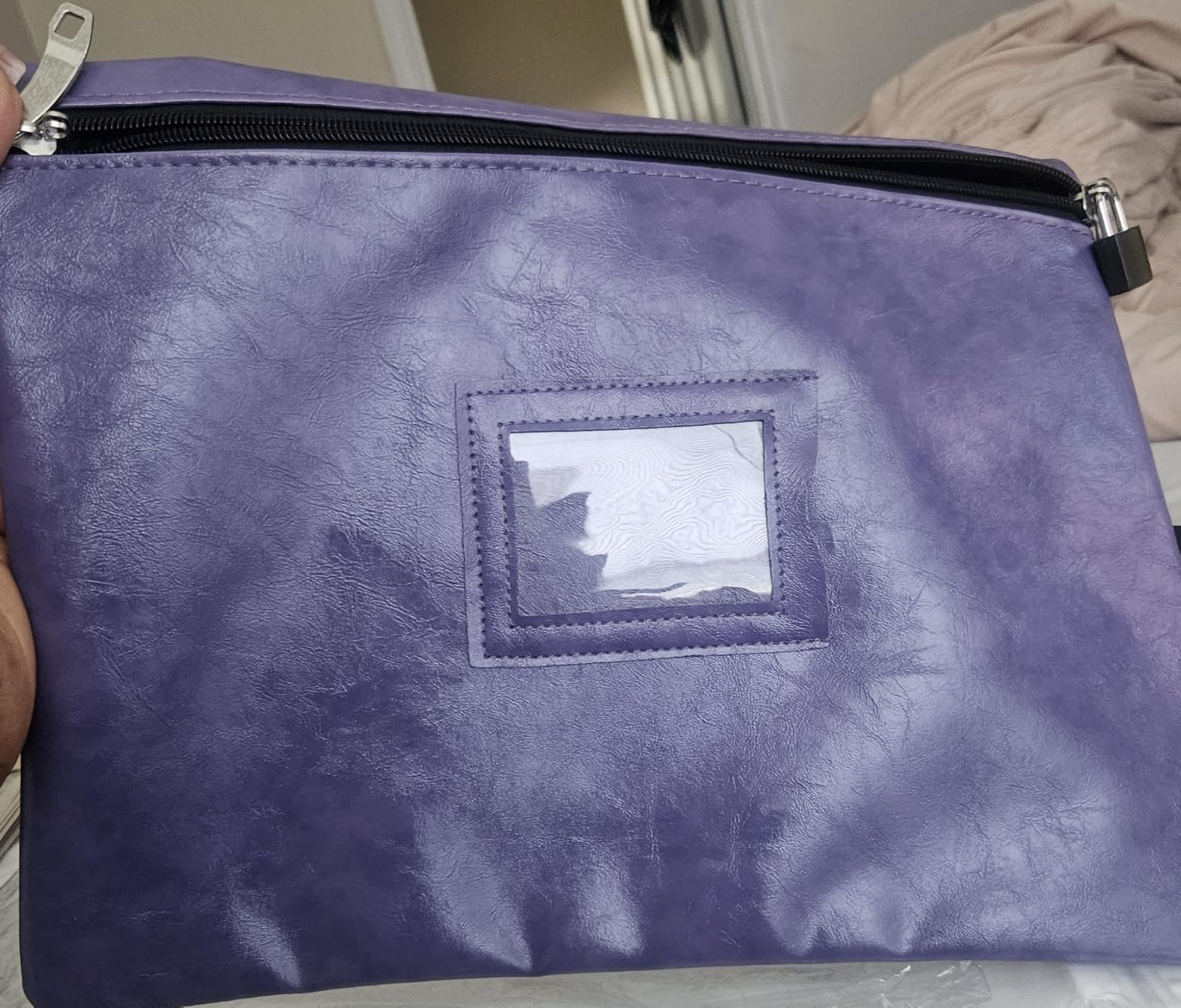 Notary Bag with Lock 13.2 x 10 Inches Purple Leather customer photo 1