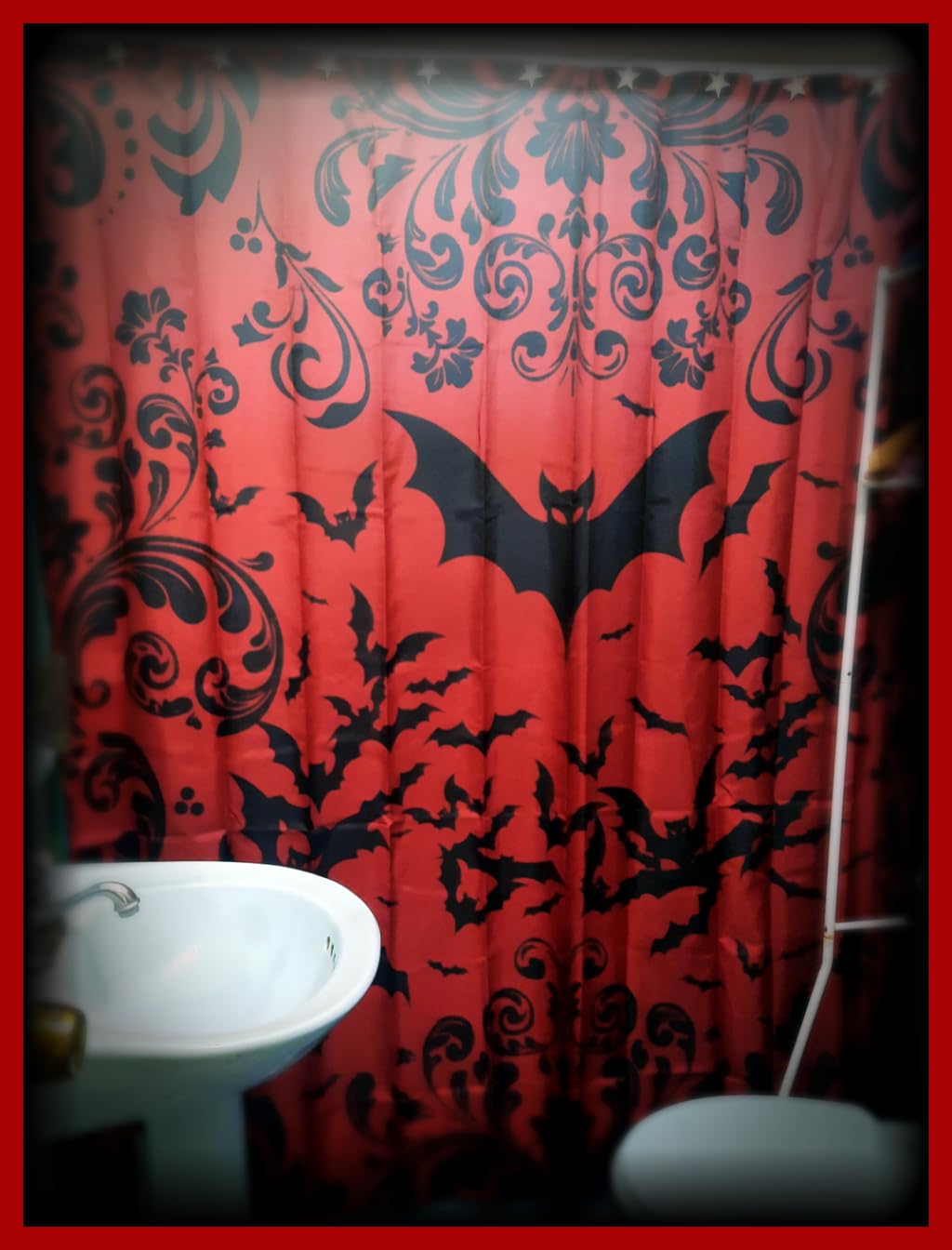 Erosebridal Halloween Shower Curtain Red Black Spider Web Bathroom Accessories 72