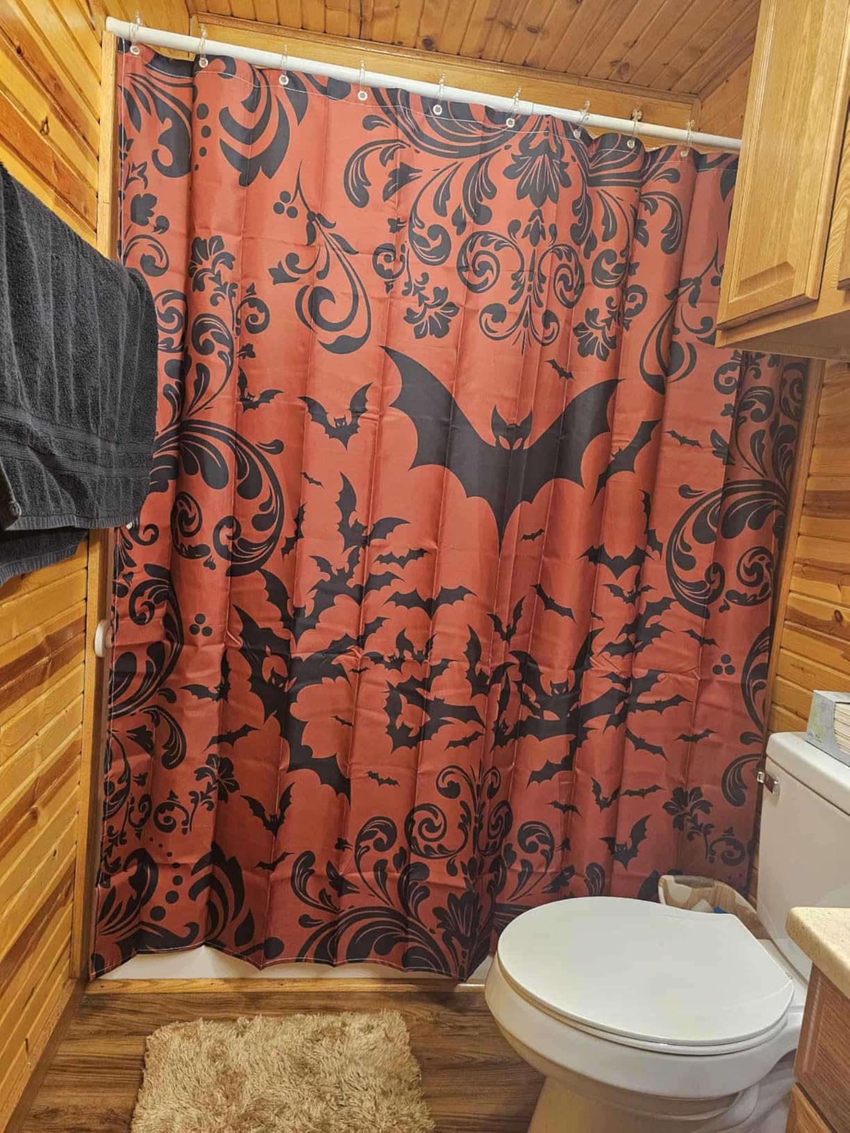 Erosebridal Halloween Shower Curtain Red Black Spider Web Bathroom Accessories 72