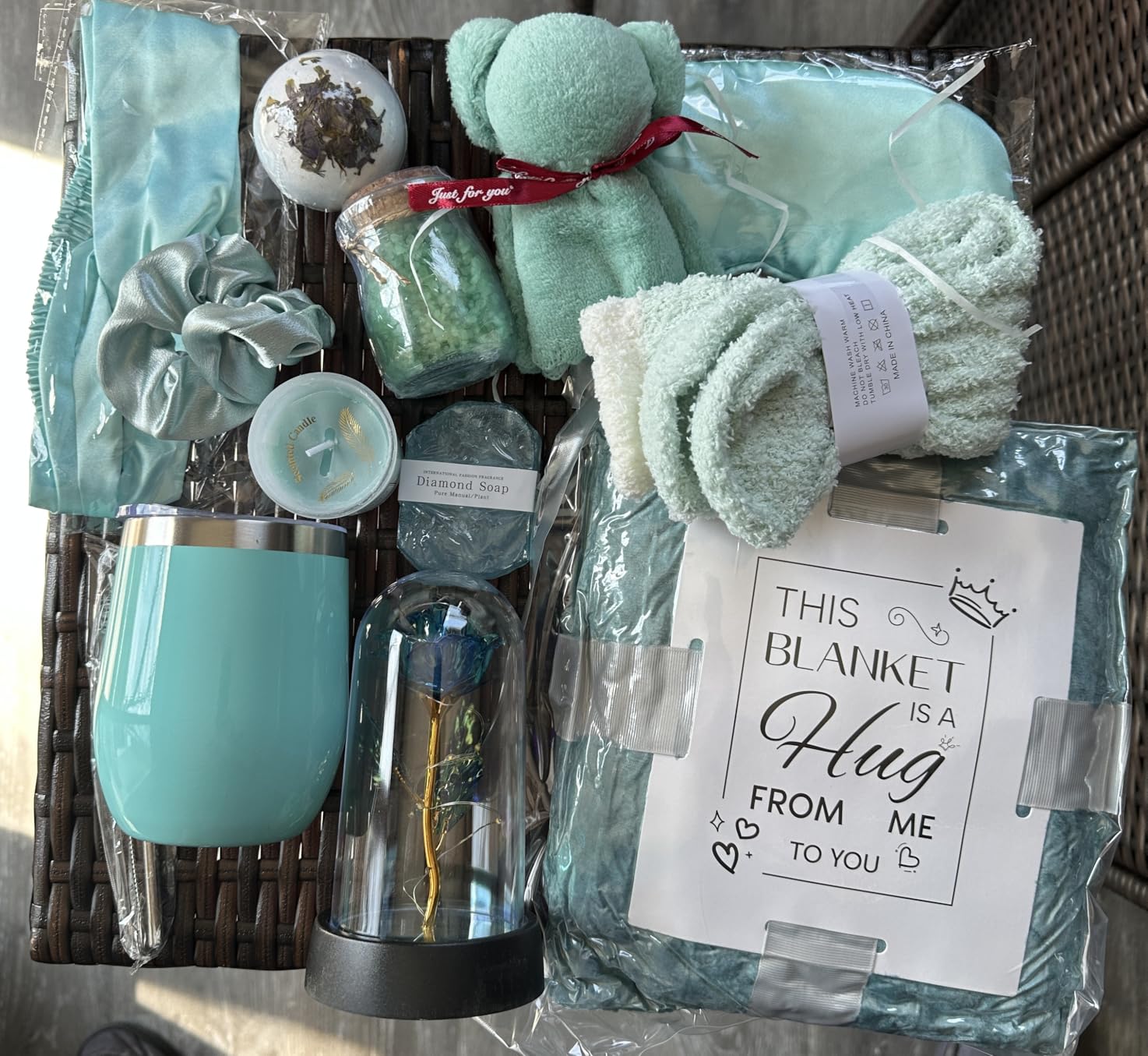 Birthday and Get Well Gifts for Women - Relaxing Spa Care Package | with Luxury Flannel Blanket, Light-up Rose Flower - Unique Self Care Gift Basket for Mom, Wife, Friends customer photo 1