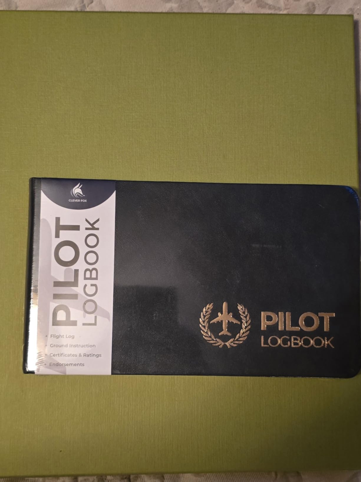 Clever Fox Pilot Logbook, Student Pro Flight Log, Radar Green, Green Pages | Aviation gift for men, Faa flight hours book for professional, private & pilots in training, Hardcover journal, 120gsm paper customer photo 1