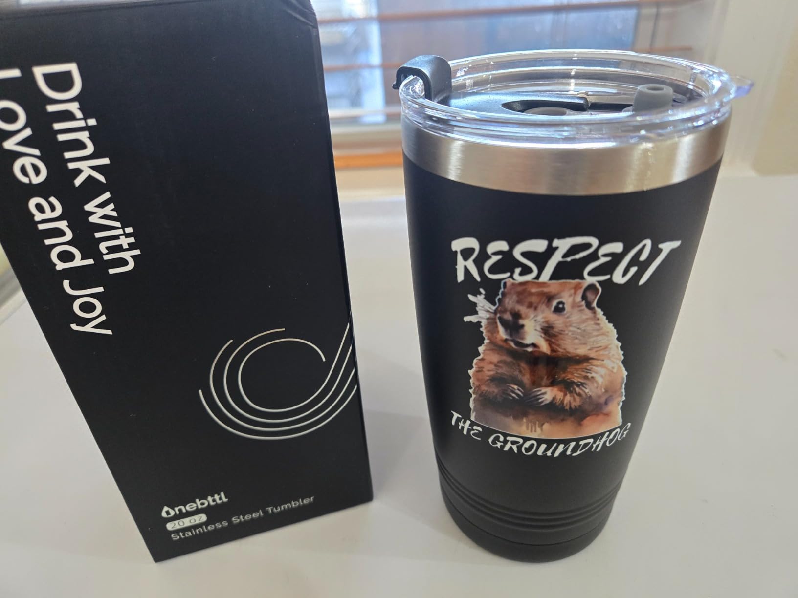 Onebttl Groundhog Gifts, Groundhog Day, 20oz/590ml Stainless Steel Insulated Tumbler with Lid - for Birthday, Christmas customer photo 1