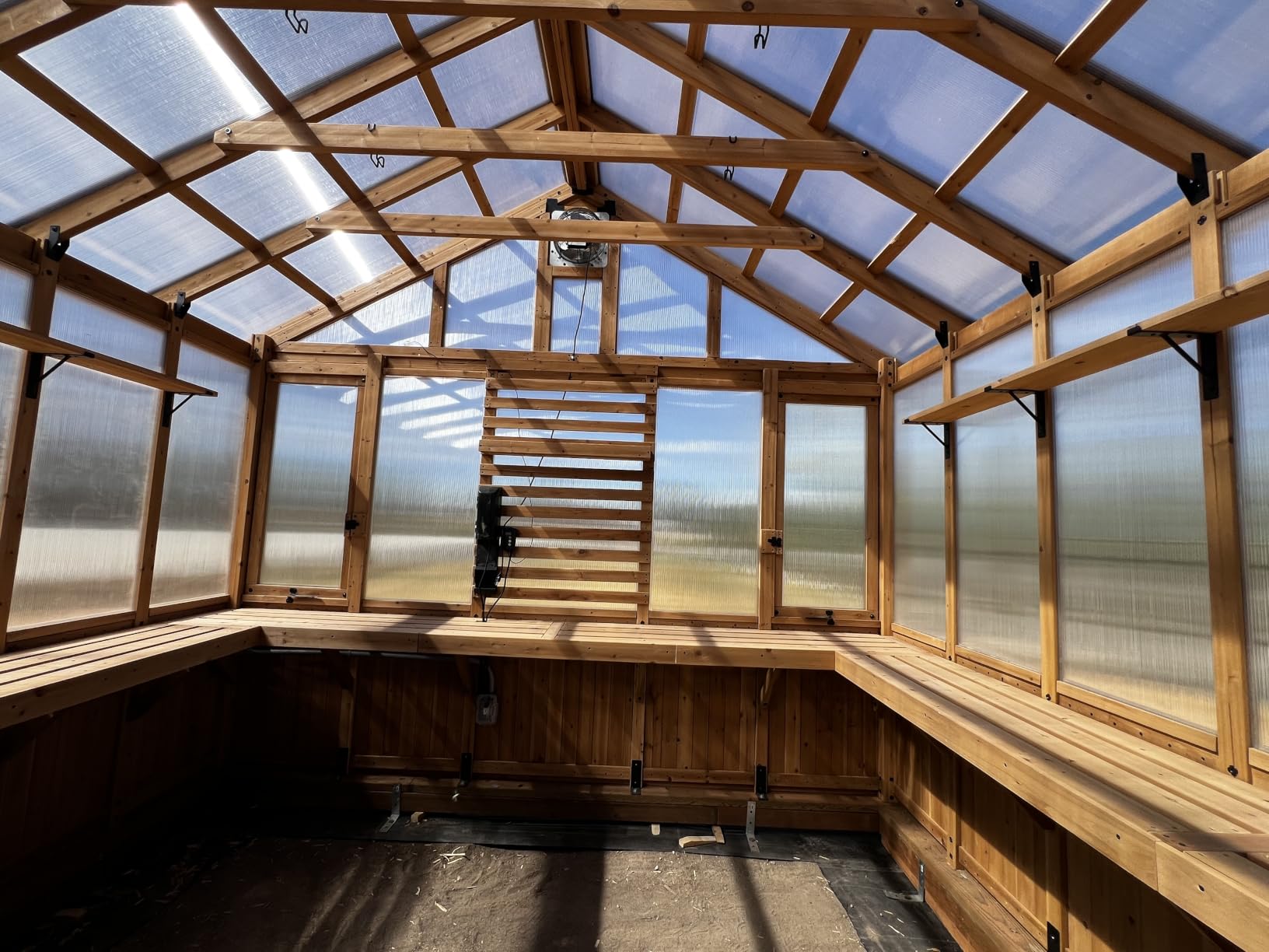 Backyard Discovery Bellerose XL 13' x 11' Cedar Wood and Polycarbonate Walk-in Greenhouse Kit with Pergola, Exhaust Fan, Windows, Hose Hook-Ups, PowerPort, Staging Shelves for Outdoor Gardening customer photo 2
