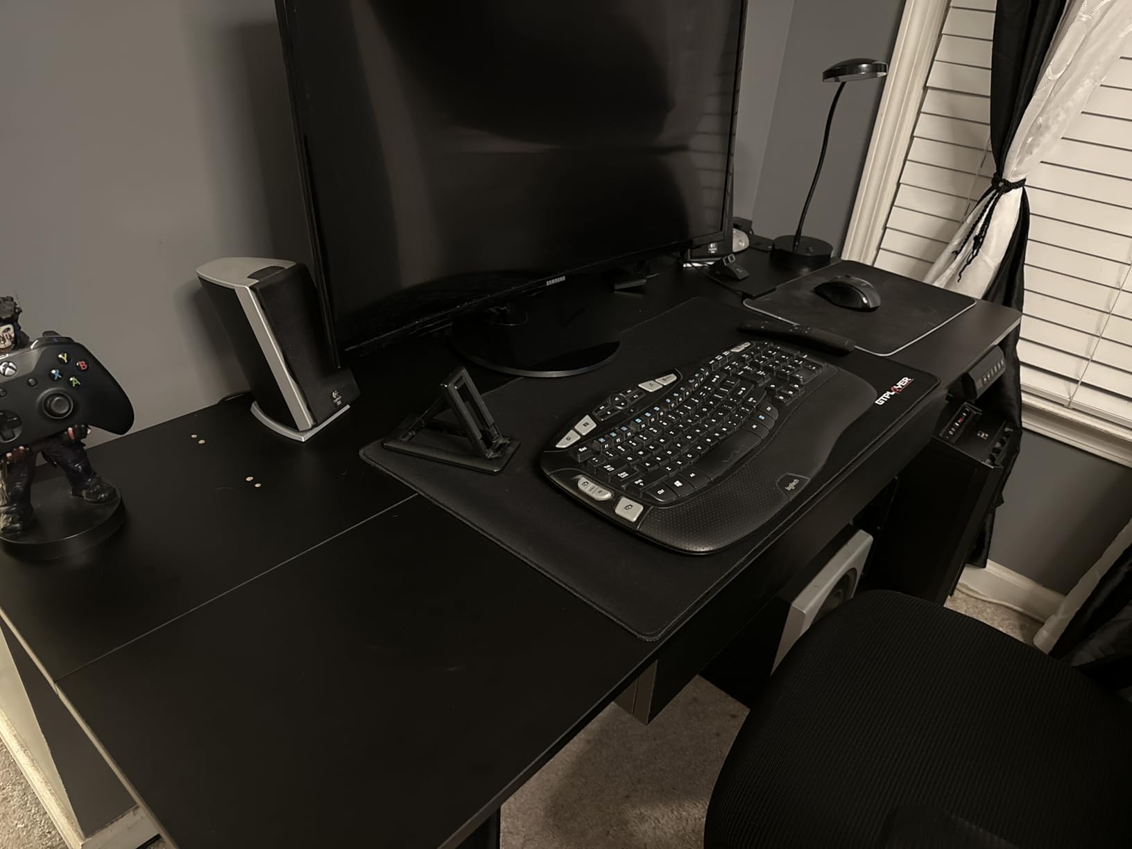 GTPLAYER Electric Standing Desk with Drawers, 55 x 24 Inch Height Adjustable Gaming Desk with Monitor Stand, Power Outlets & LED Lights, Home Office Sit Stand Up Desk with Memory Preset (Black) customer photo 2