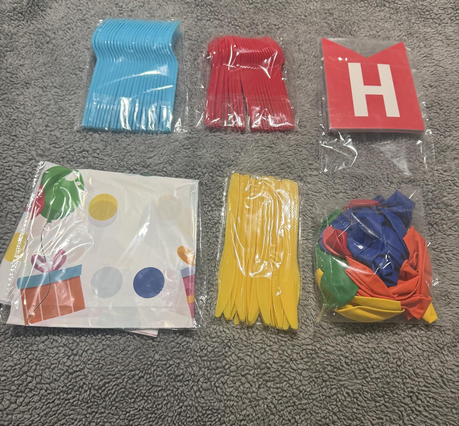 Happy Birthday Decorations - Colorful Dots Birthday Party Supplies Includes Plates, Napkins, Cups, Cutlery, Banner, Hanging Swirl, Tablecloth, Balloons for Birthday Decorations, Serves 24 customer photo 1