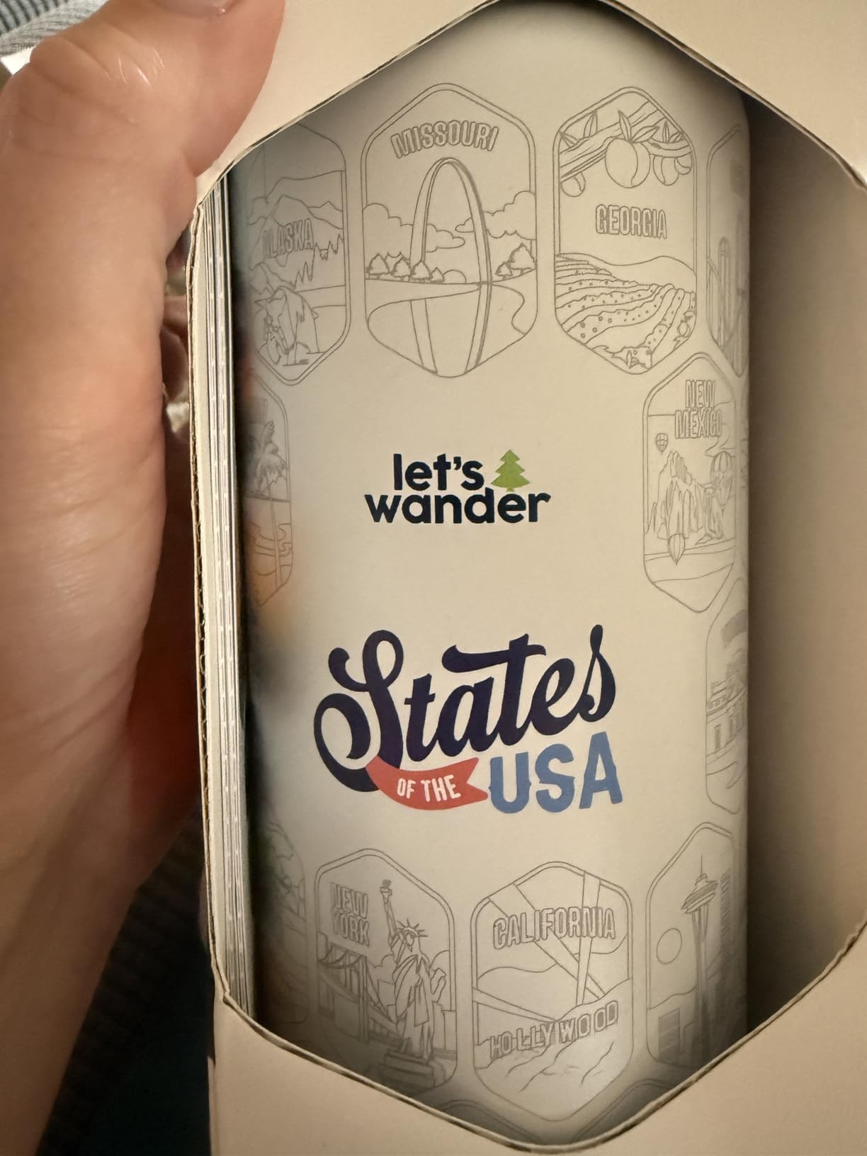 LET'S WANDER Lets Wander 50 States Water Bottle with Waterproof Stickers - 32oz Leakproof Insulated Stainless Steel with Straw - States of the USA Gift Bottle (Black) customer photo 2