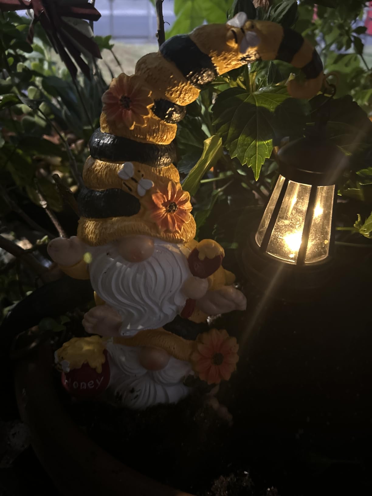 Solar Bee Garden Gnomes with LED Lantern Outdoor Statue customer photo 1