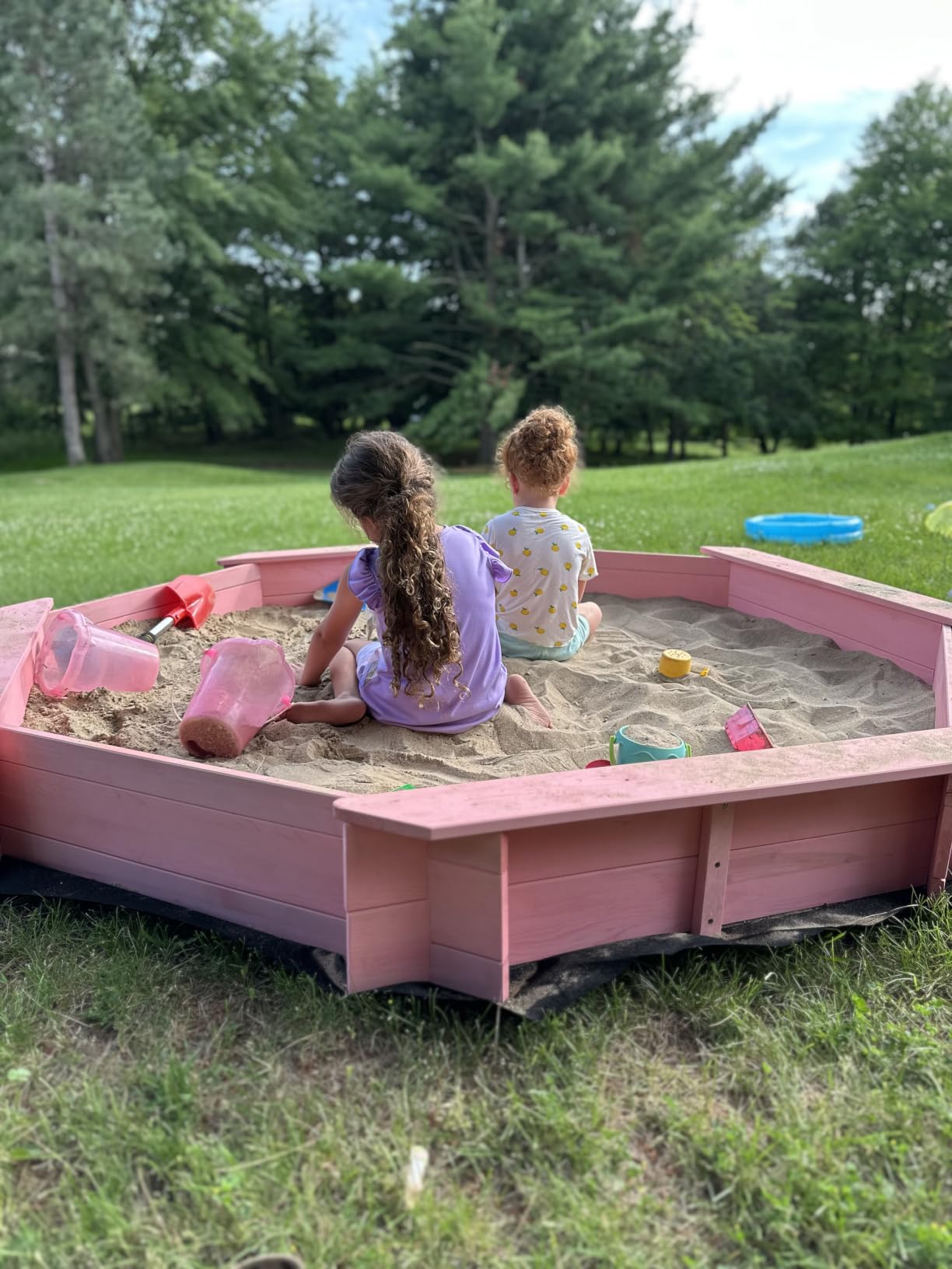 Best Choice Products Large Wooden Octagon Sandbox w/Lid for Kids, Brown customer photo 1