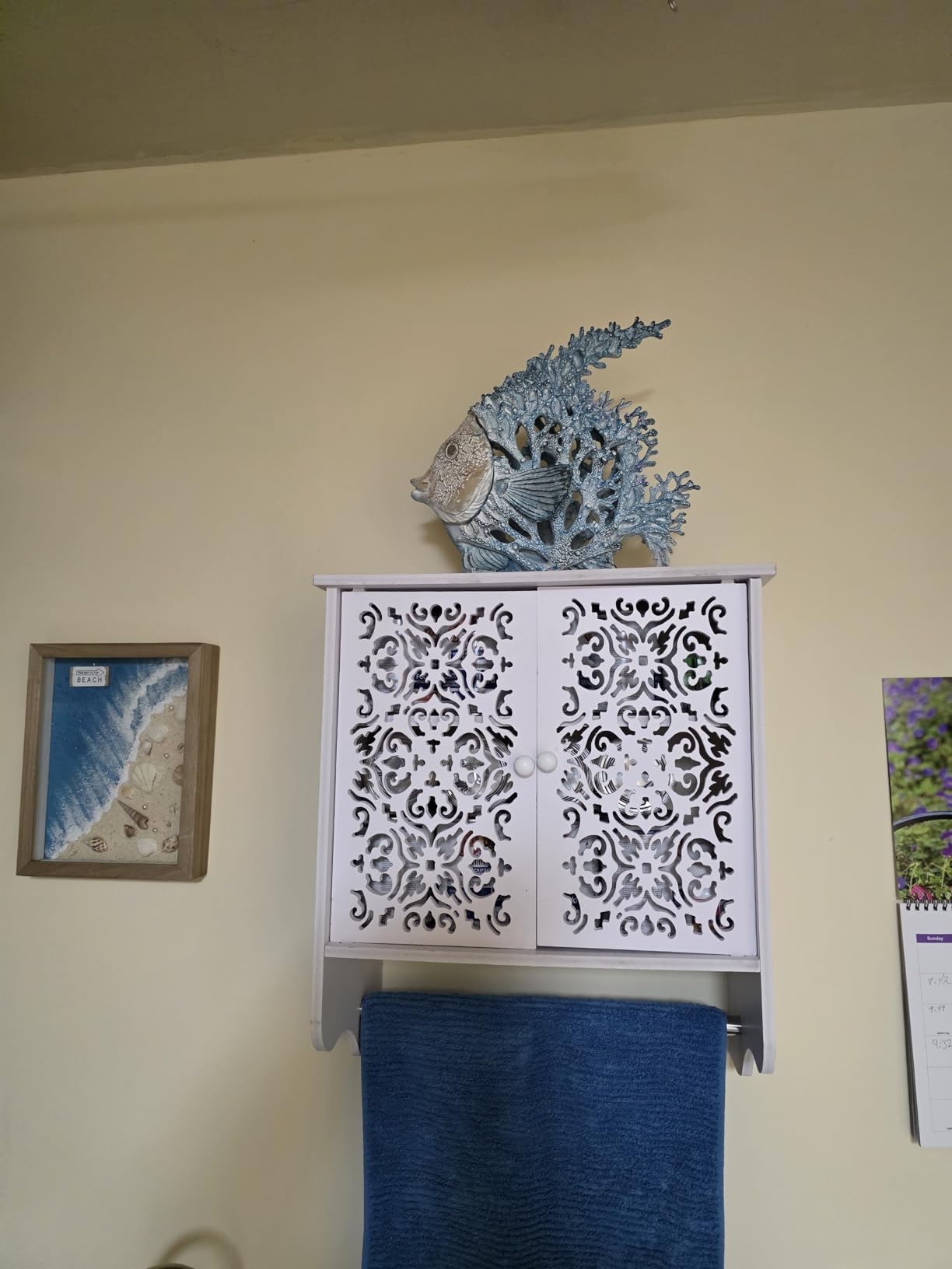 Ocean Decor Aqua Coral Reef Angelfish Sculpture Coral Look Nautical Beach Home Coastal Tabletop Collection 7x7 Inches (Aqua) customer photo 1