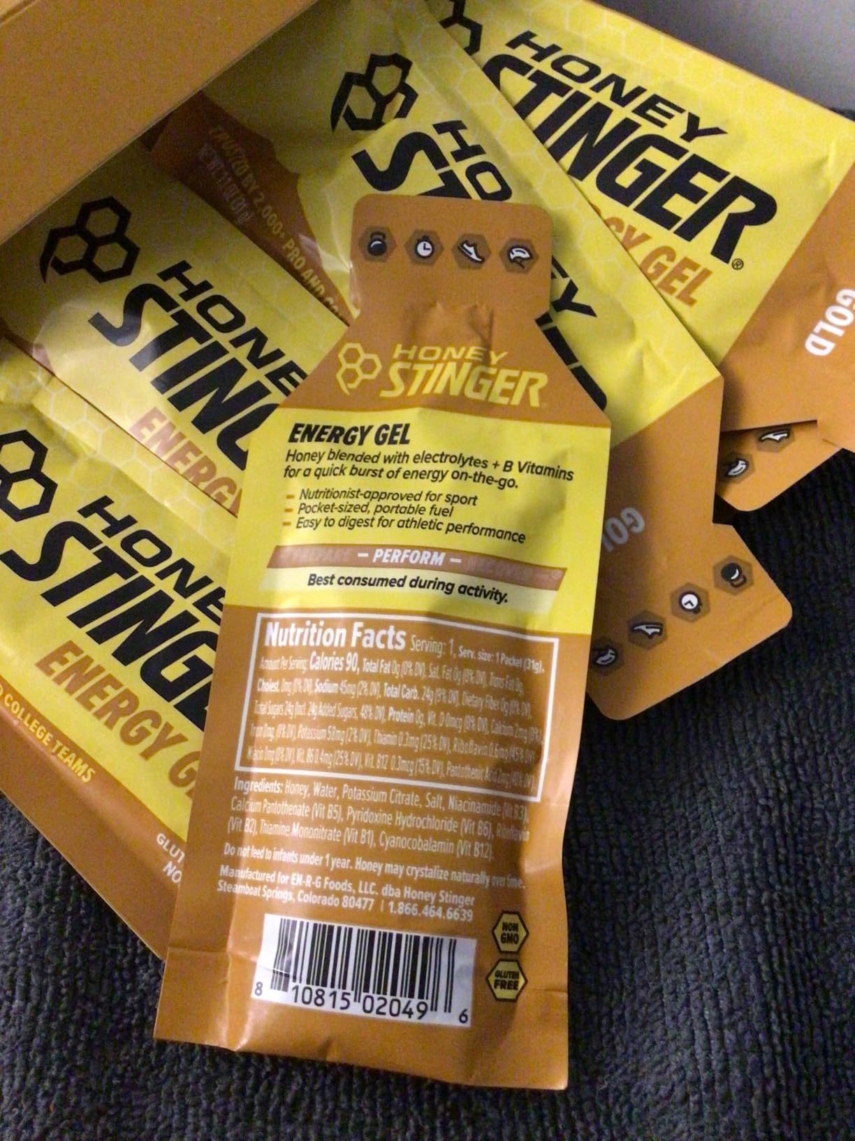 Honey Stinger Gold Energy Gel, Gluten Free & Caffeine Free, for Exercise, Running and Performance, Sports Nutrition for Home & Gym, Pre and Mid Workout, 12 Pack, 13.2 Ounce customer photo 2