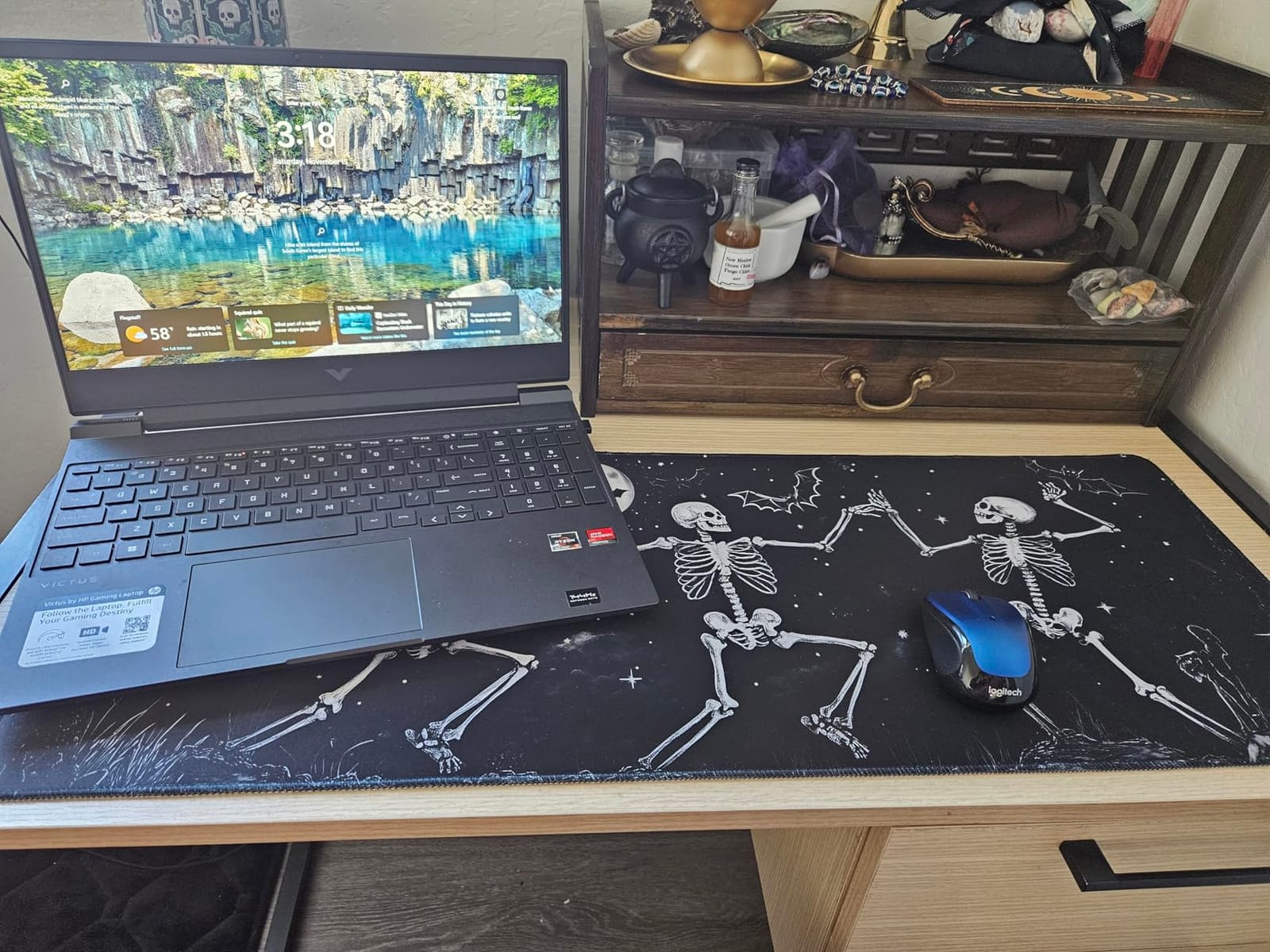 Dark Bat Gaming Mouse Pad - 12x31.5in Non-Slip Rubber Desk Mat with Gothic Design - Large Extended Mousepad for Office, Home - Deskmat Gifts for Goth and Horror Enthusiasts Decor customer photo 1