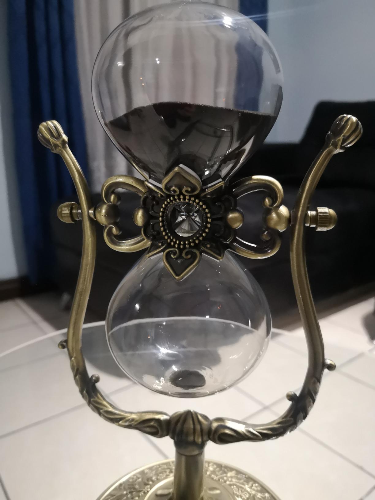 Hourglass Timer Sand Clock 60 Minutes, 360° Rotating Large Brass Vintage Sandglass Timer, Antique 1 Hour Glass Sand Watch for Decoration customer photo 1
