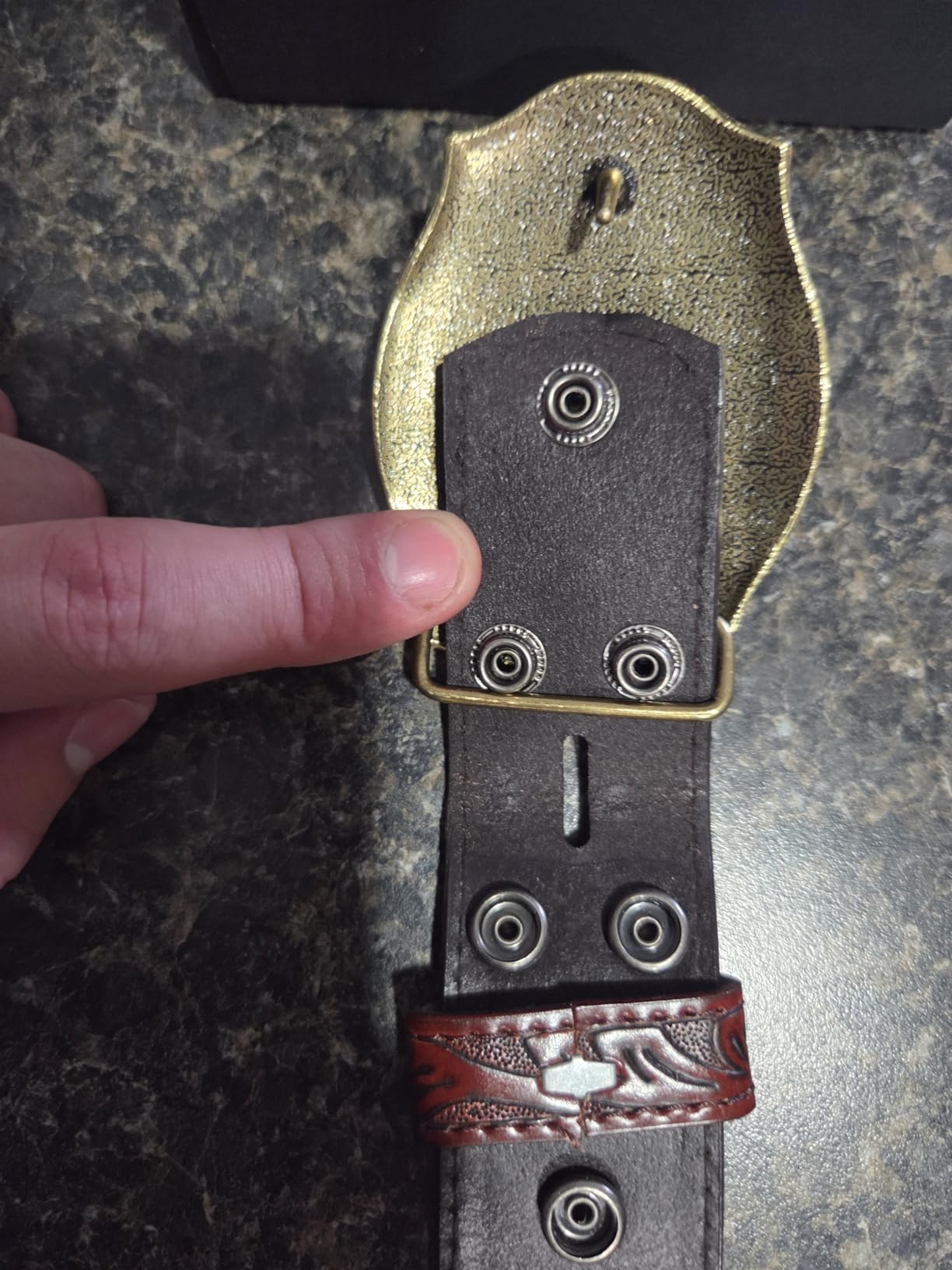 Cowboy Belts for Men Women Embossed Leather Western Belt with Horse Buckle customer photo 1