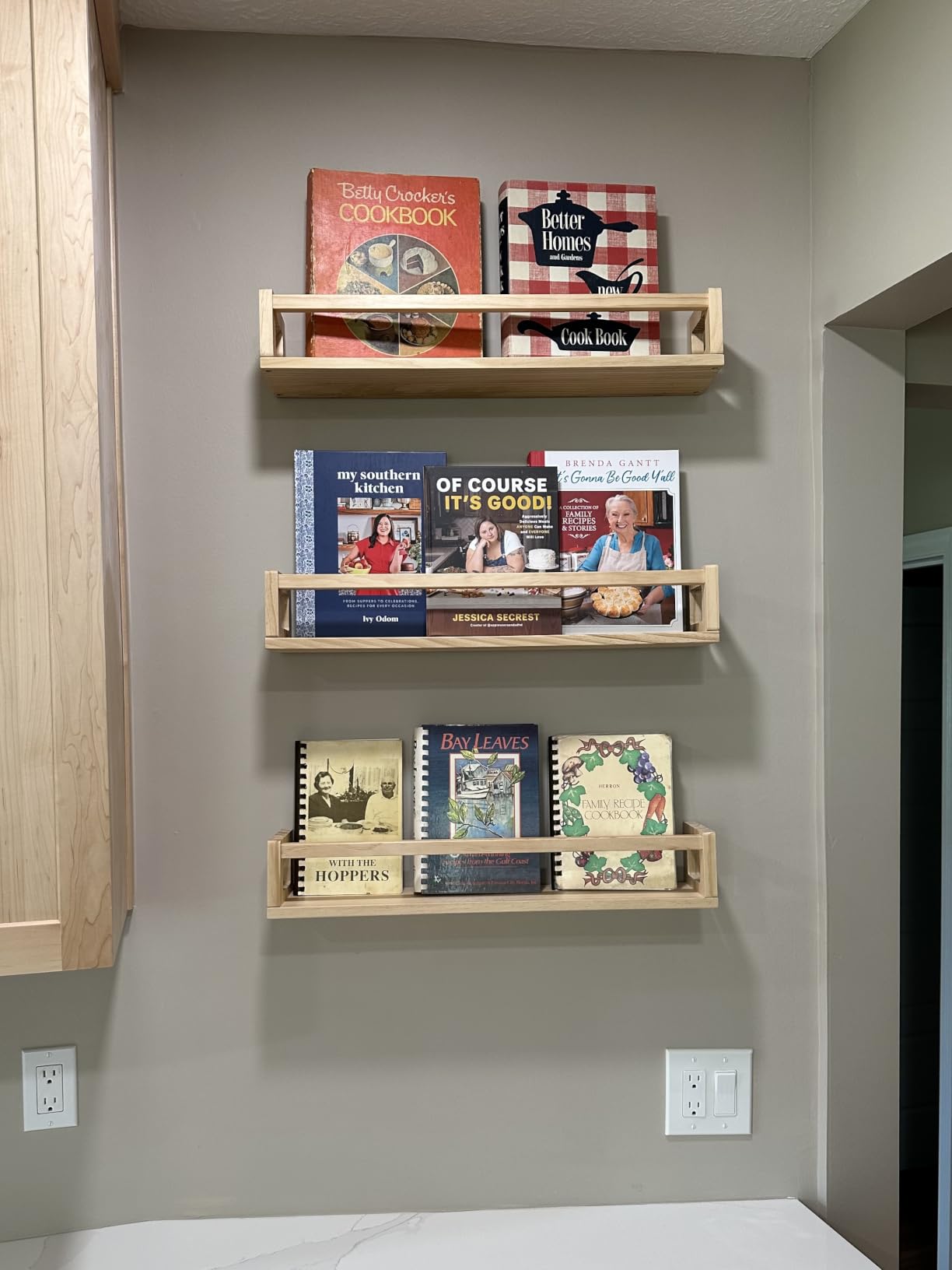 3Pack Nursery Book Shelves, Solid Wood Floatingshelf for Wall, Walnut Brown customer photo 1