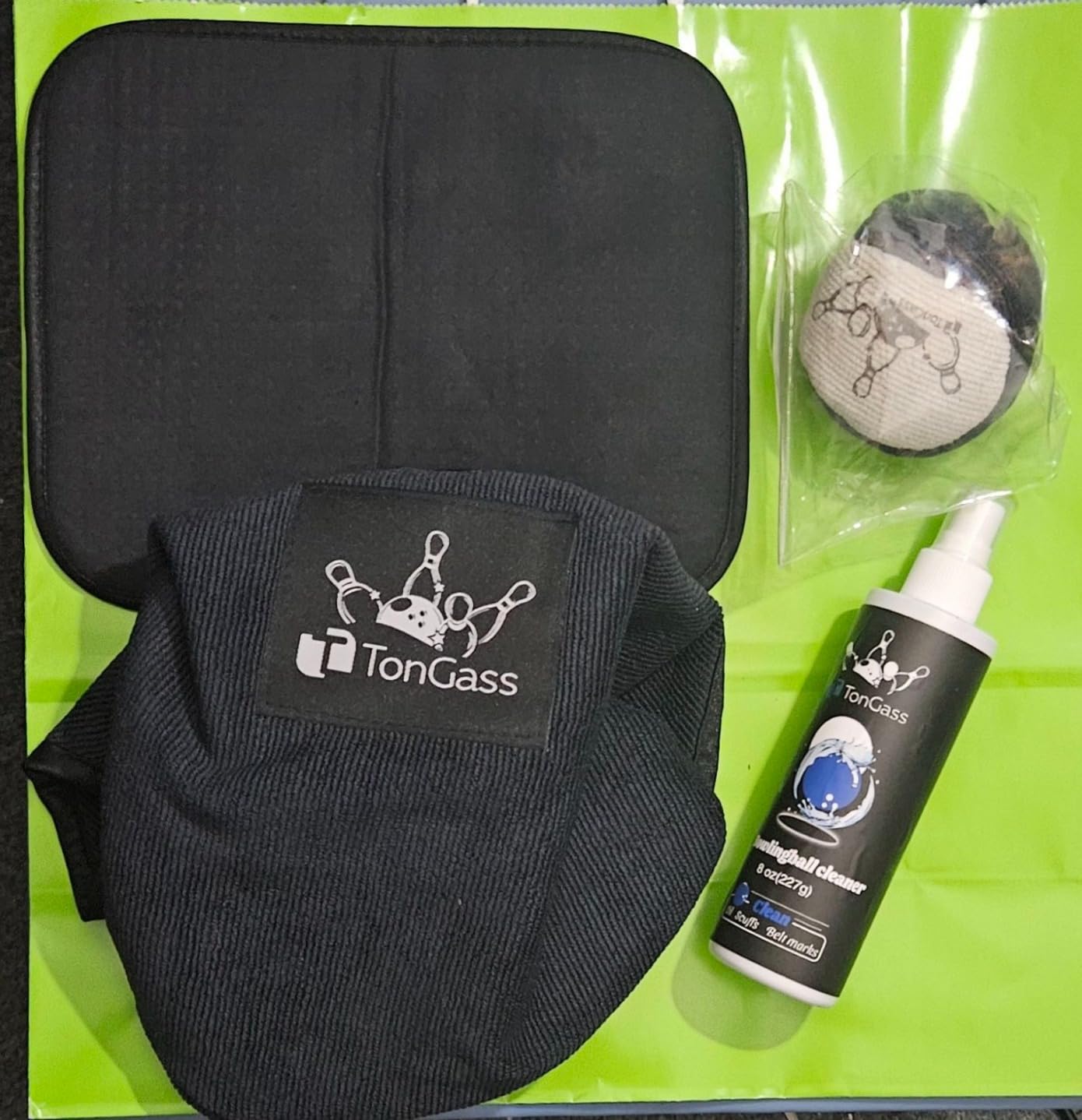 TonGass 4-in-1 Bowling Basic Accessories Kit for All Bowlers, Microfiber Bowling Shammy Towel, Bowling Seesaw Towel, Bowling Cleaner Spray (8 oz), Microfiber Ultra Dry Bowling Grip Ball customer photo 2