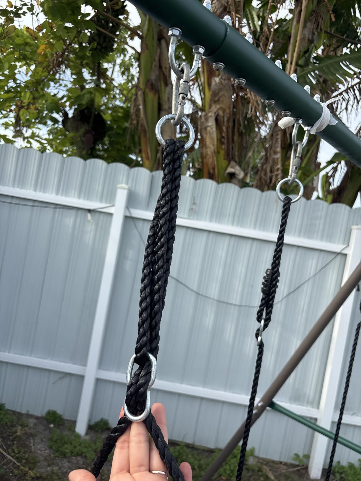 Hapfan Metal Swing Sets for Backyard for Kids with Double Tree Swings customer photo 1
